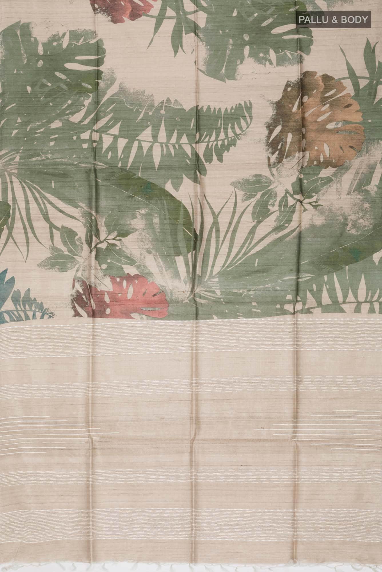 Beige Bhagalpuri Tussar Silk Saree