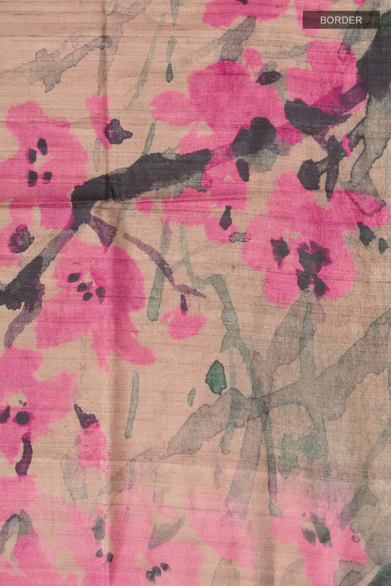 Beige Bhagalpuri Tussar Silk Saree