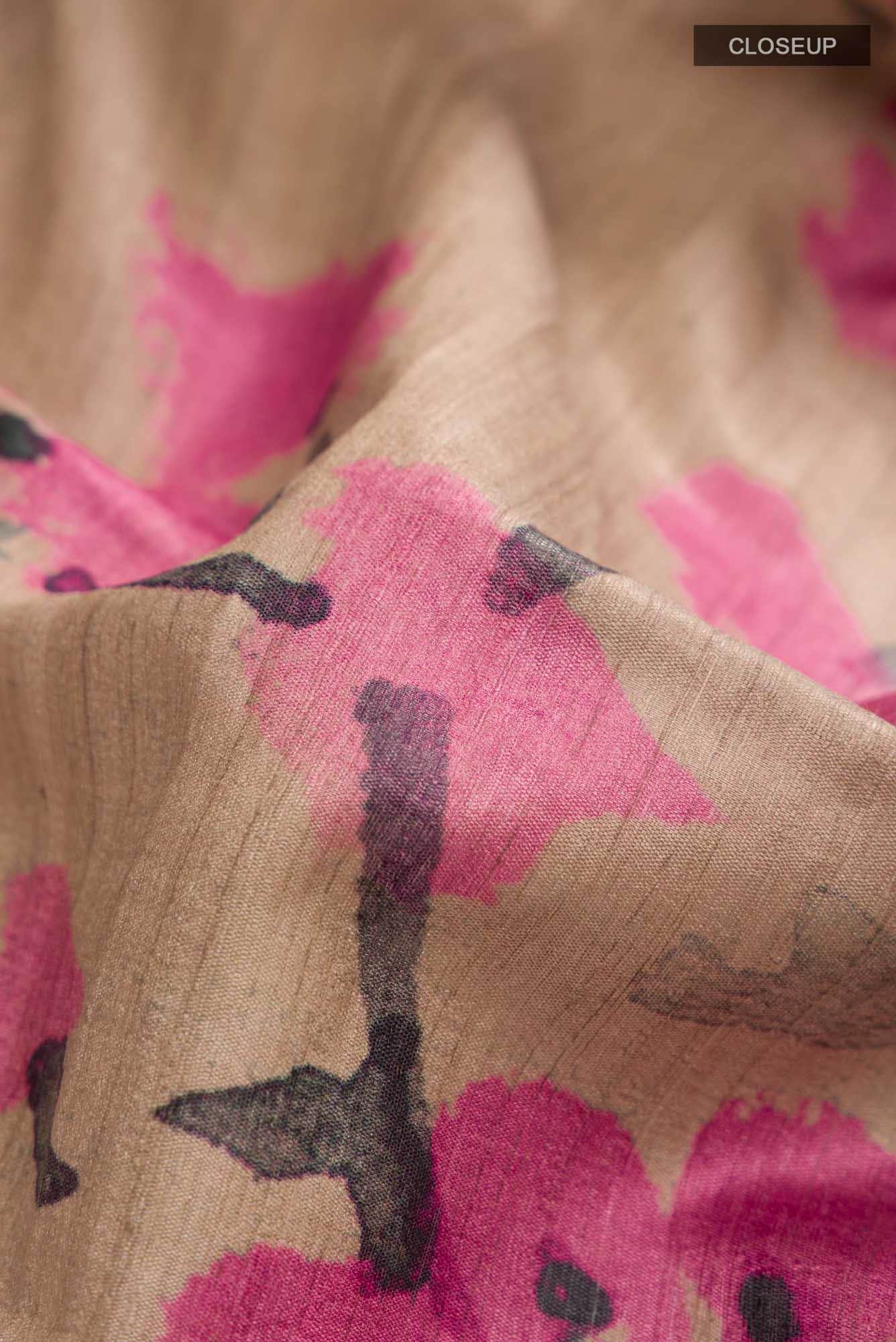 Beige Bhagalpuri Tussar Silk Saree