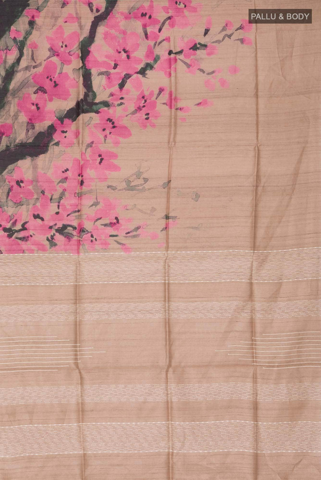 Beige Bhagalpuri Tussar Silk Saree