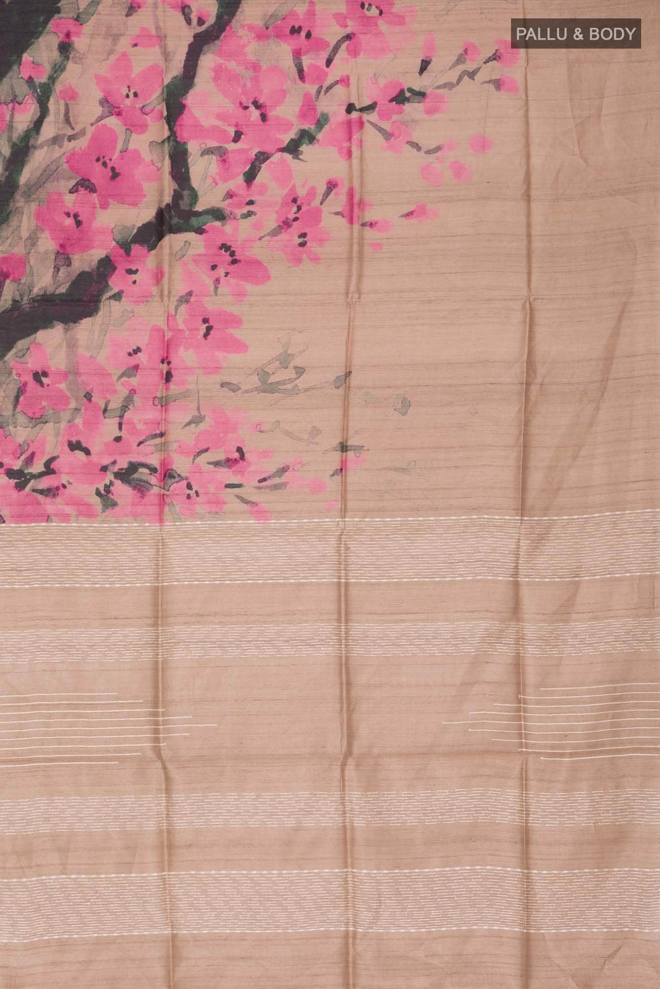 Beige Bhagalpuri Tussar Silk Saree