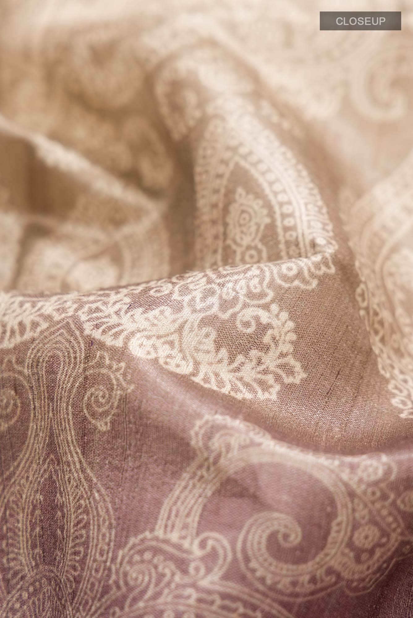 Beige Bhagalpuri Tussar Silk Saree