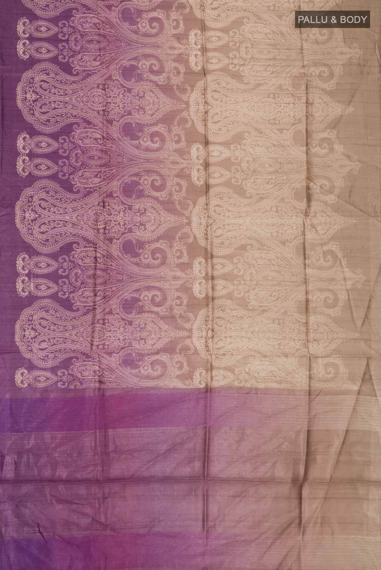 Beige Bhagalpuri Tussar Silk Saree