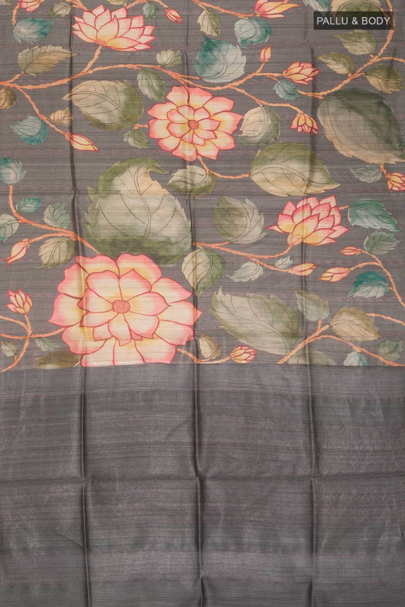 Grey Bhagalpuri Tussar Silk Saree