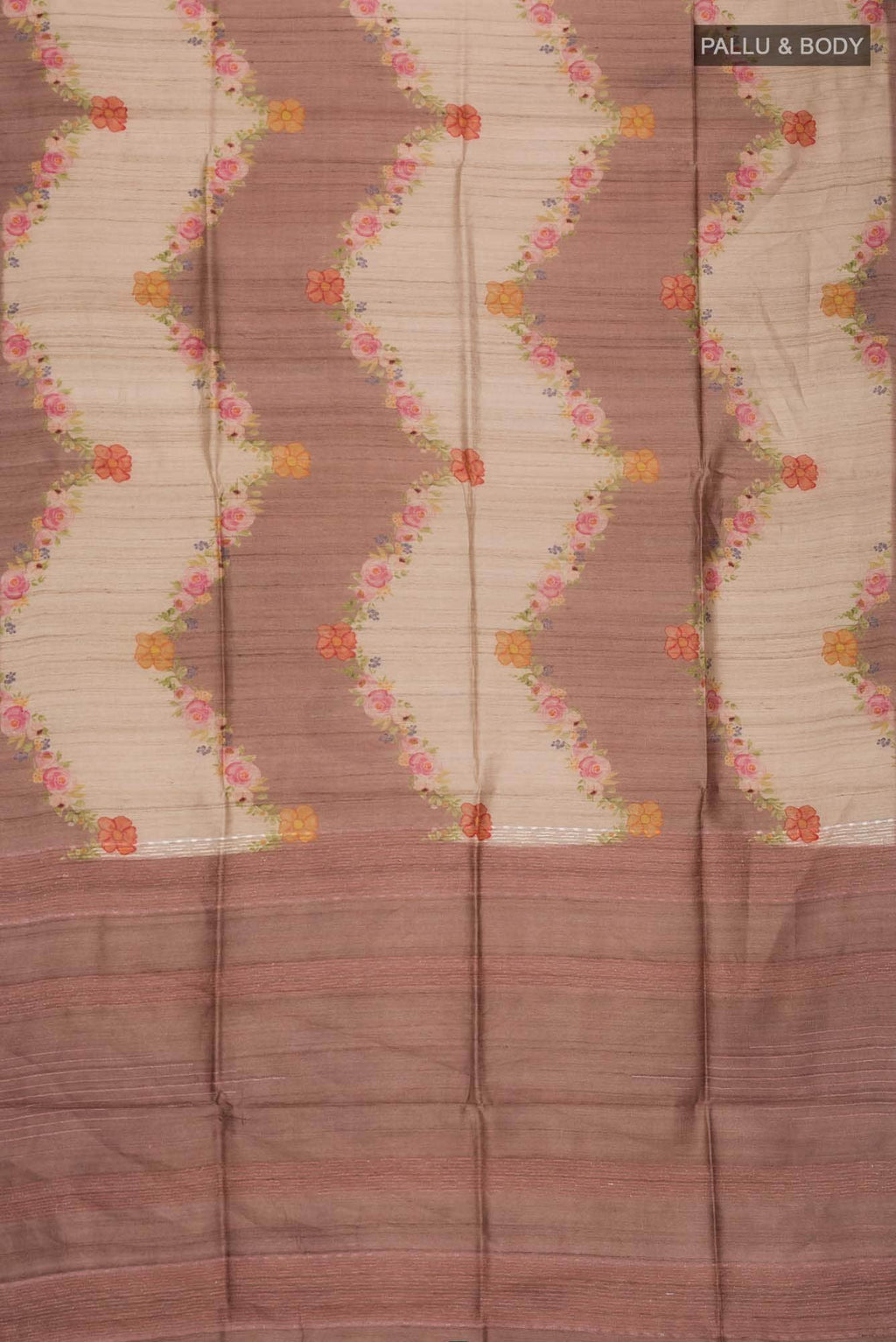 Beige Bhagalpuri Tussar Silk Saree