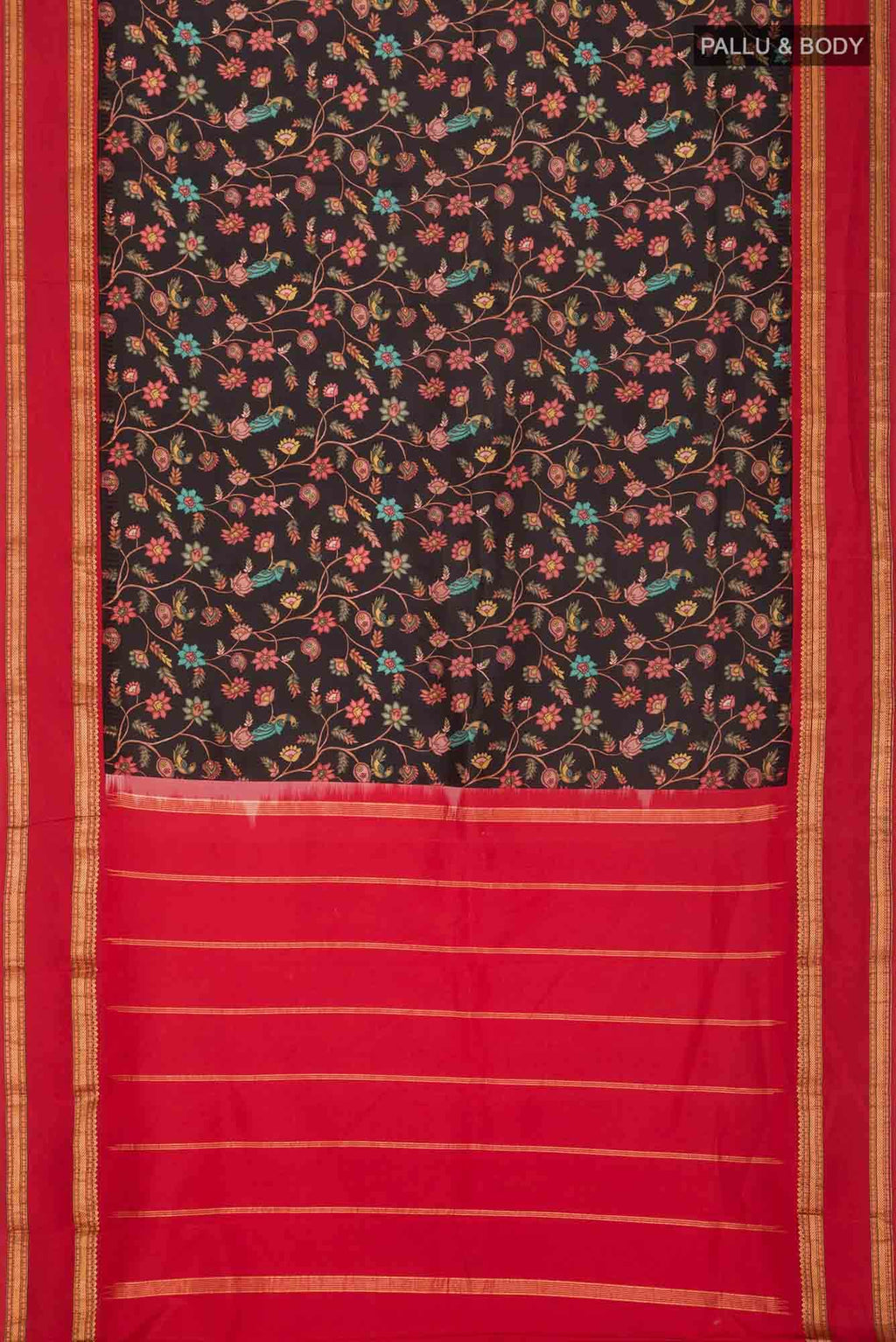 Black Printed Silk Saree