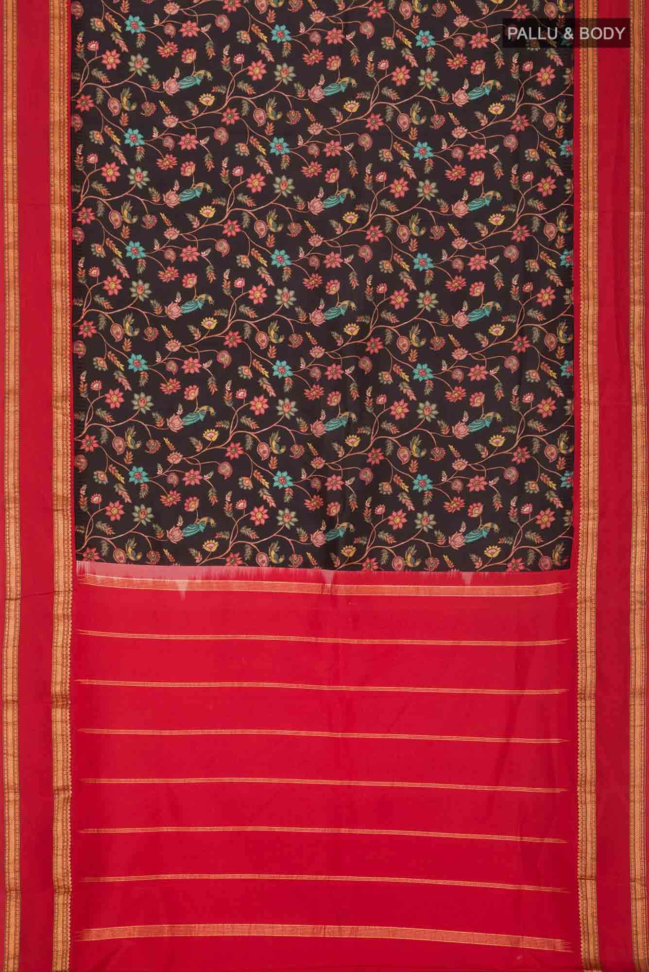 Black Printed Silk Saree
