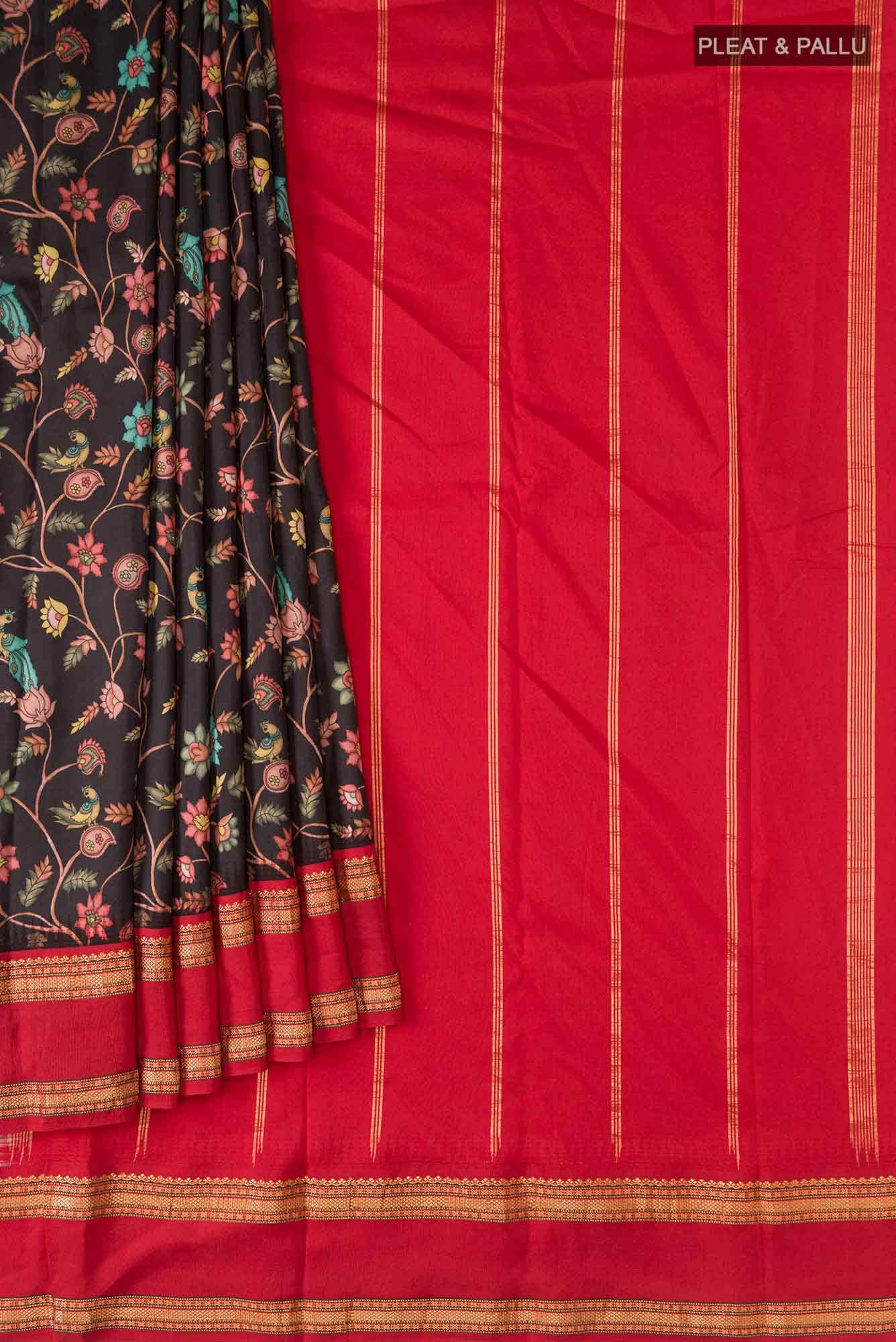 Black Printed Silk Saree
