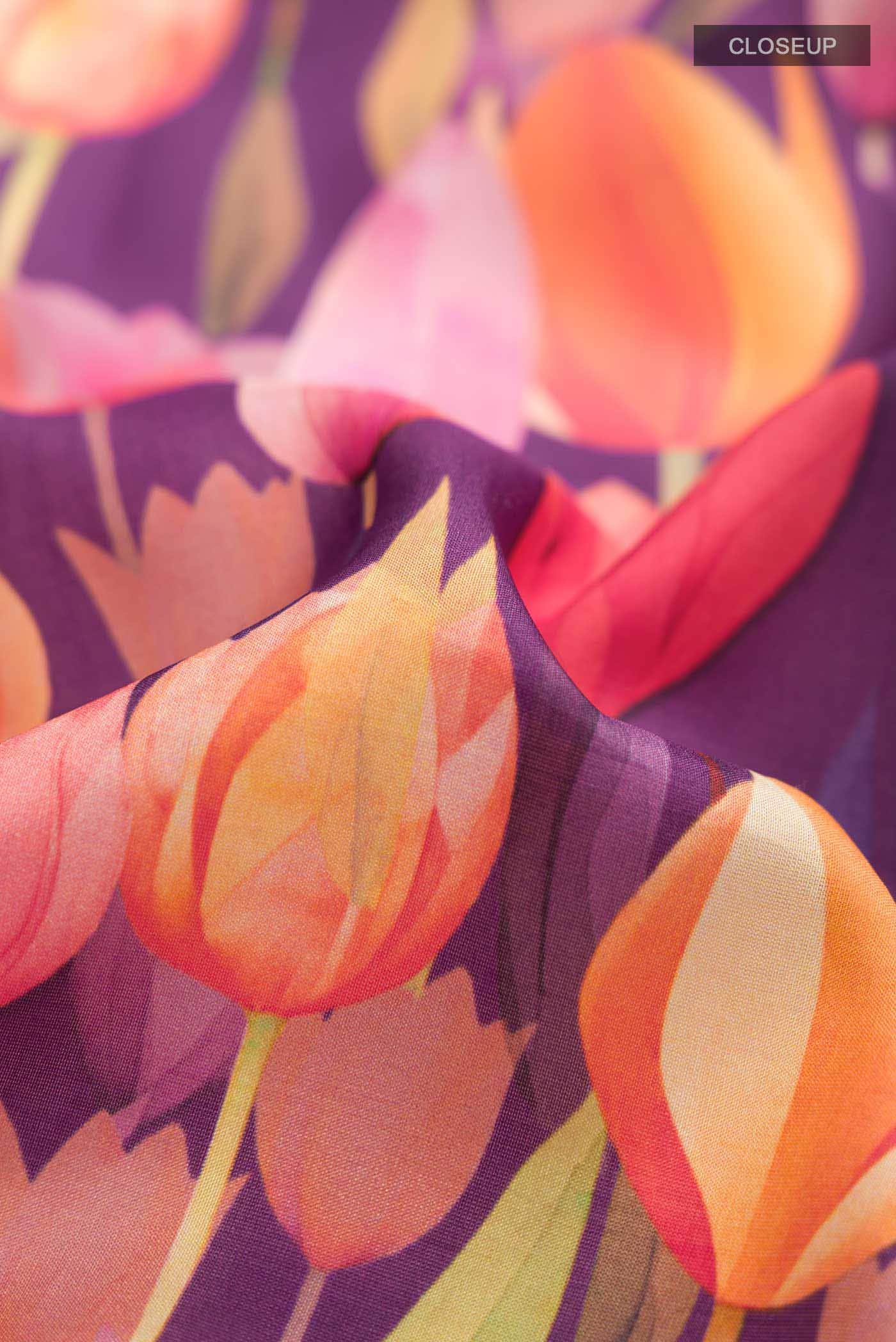 Purple Printed Silk Saree