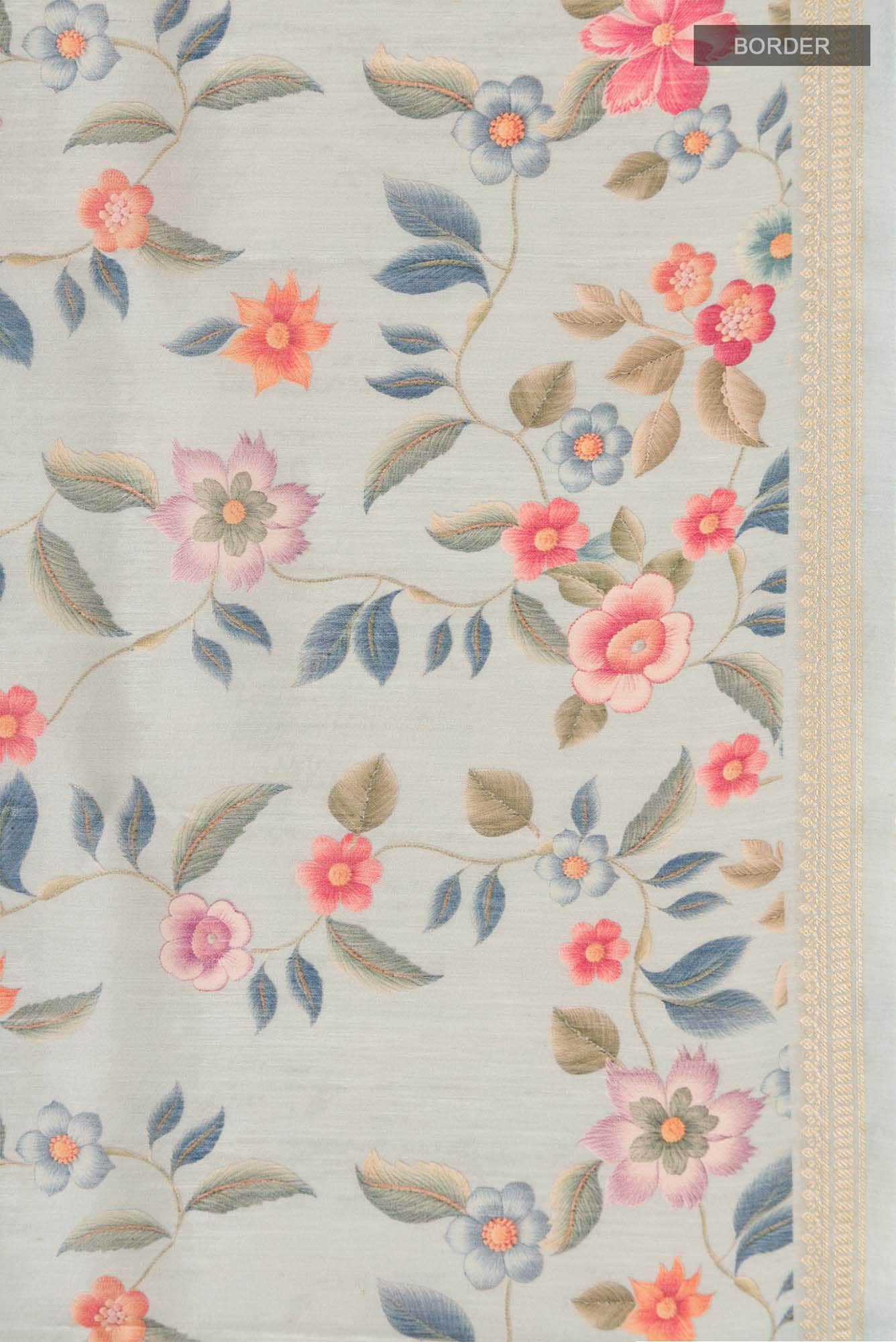 Light Blue Bhagalpuri Tussar Silk Saree
