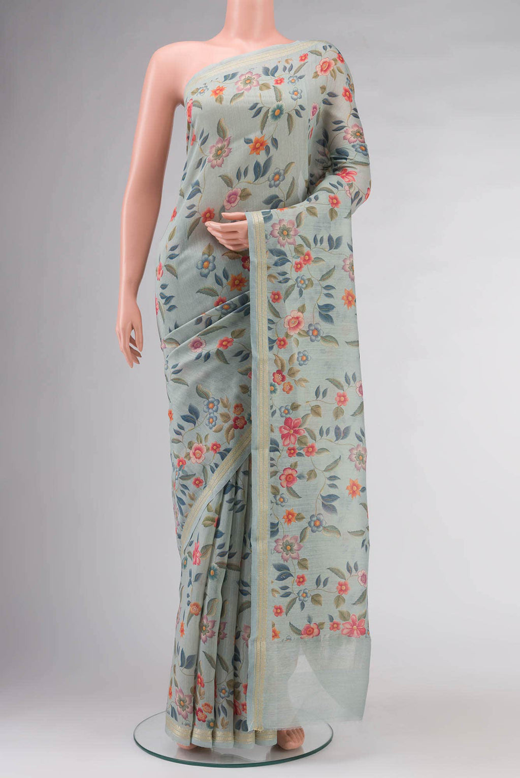 Light Blue Bhagalpuri Tussar Silk Saree