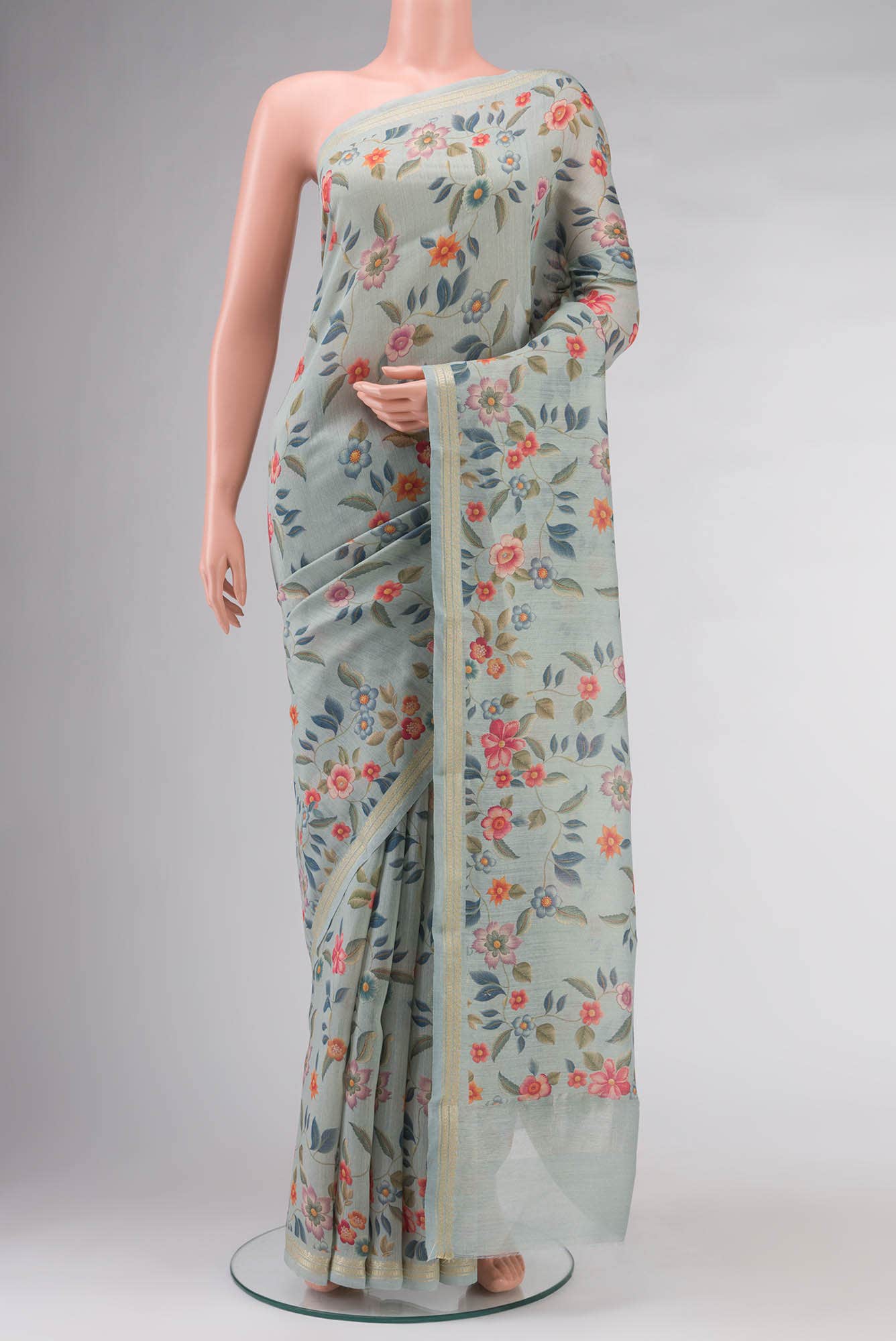 Light Blue Bhagalpuri Tussar Silk Saree