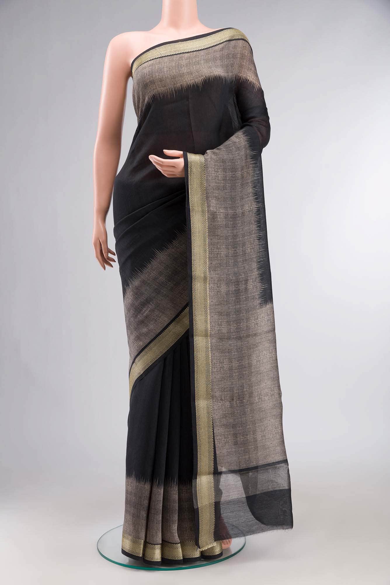 Black Bhagalpuri Tussar Silk Saree