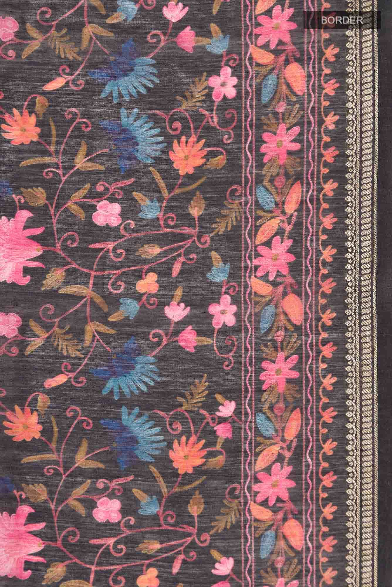 Black Bhagalpuri Tussar Silk Saree