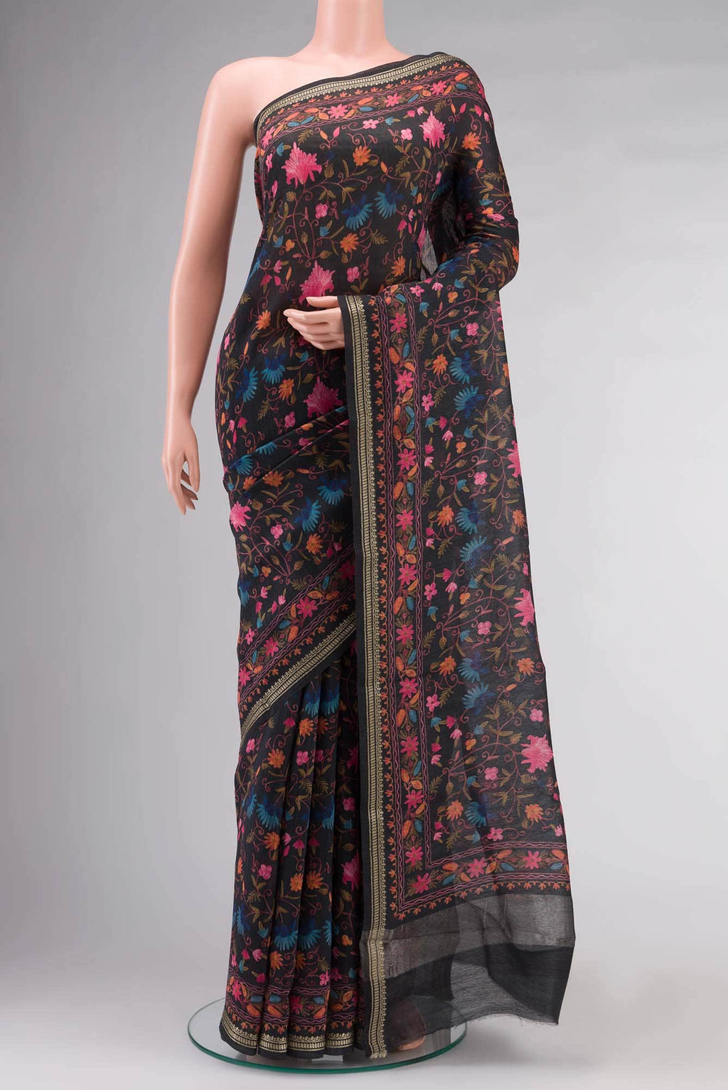 Black Bhagalpuri Tussar Silk Saree