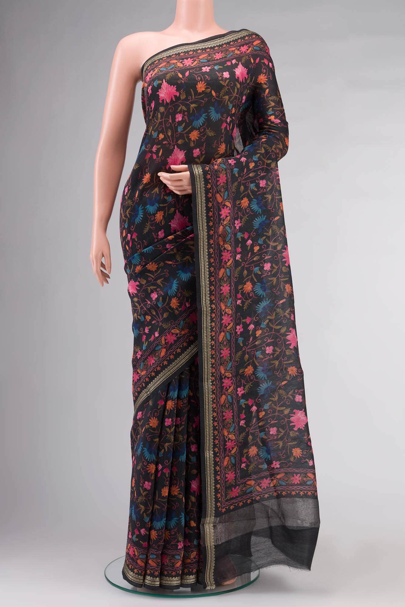 Black Bhagalpuri Tussar Silk Saree