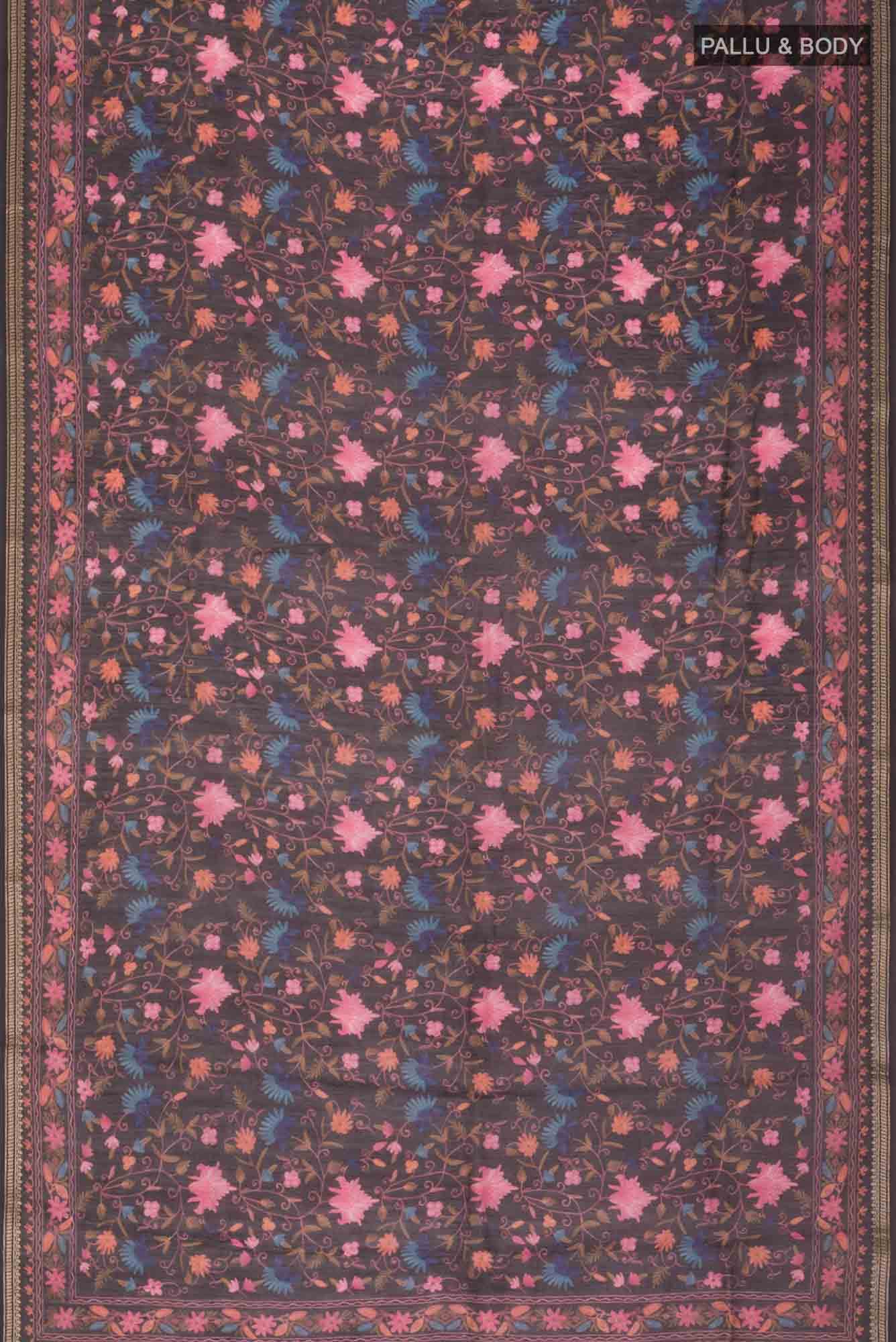 Black Bhagalpuri Tussar Silk Saree
