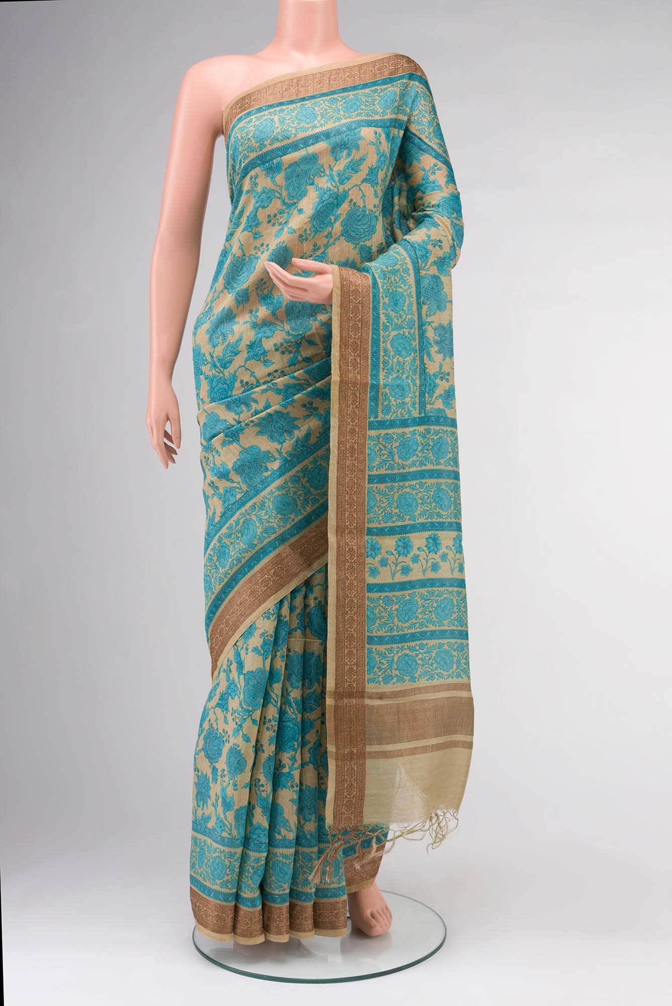 Green Bhagalpuri Tussar Silk Saree