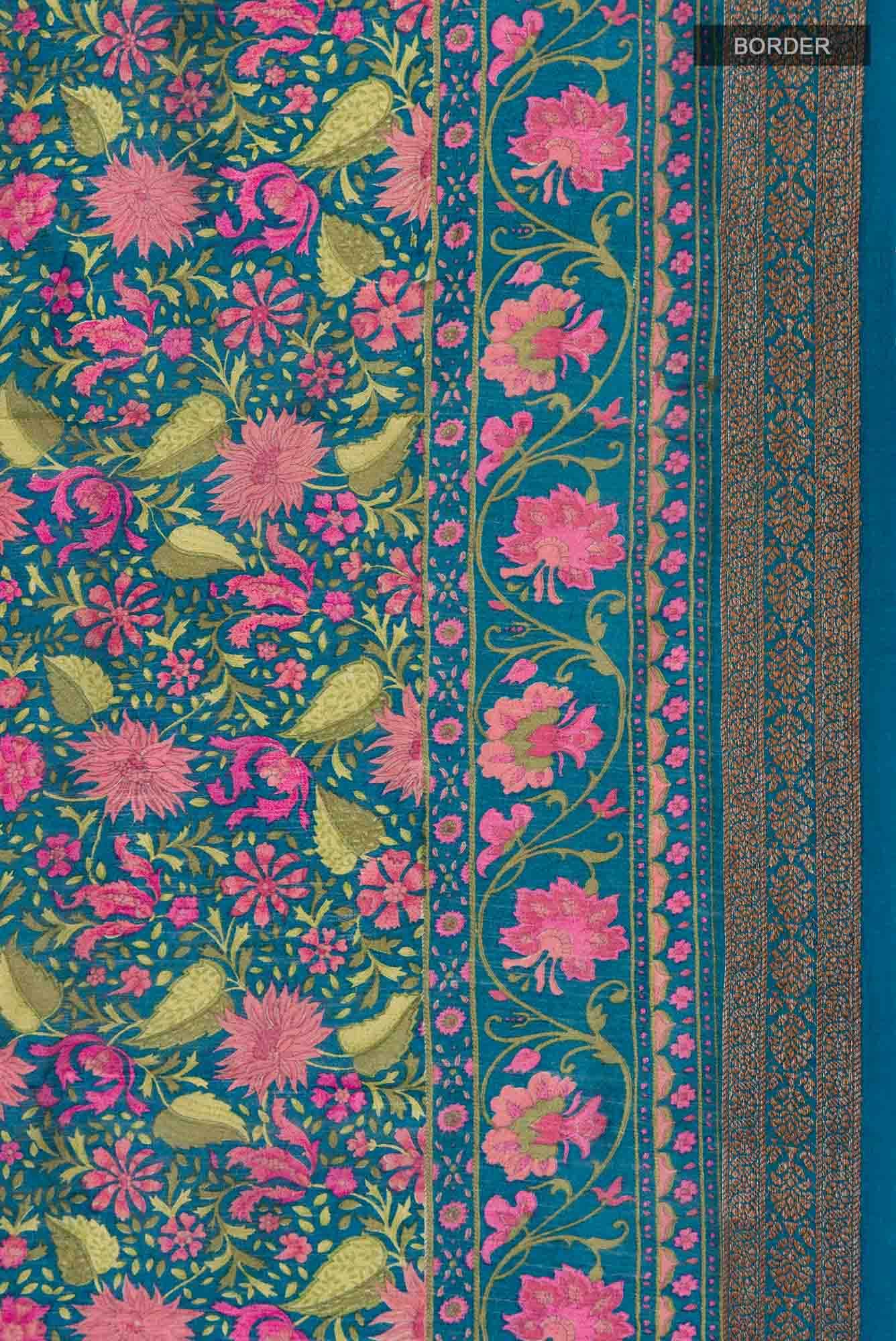 Blue Bhagalpuri Tussar Silk Saree
