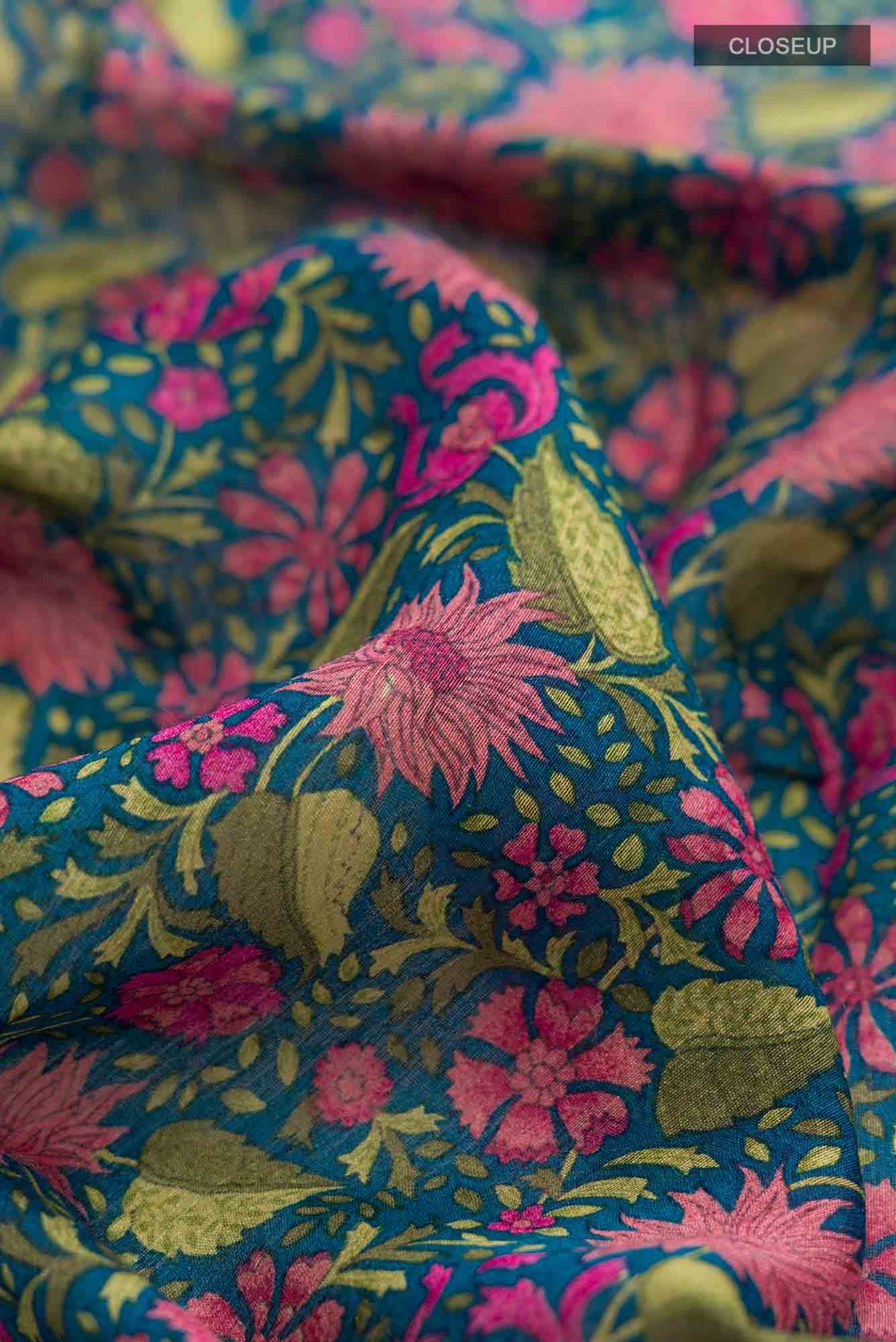 Blue Bhagalpuri Tussar Silk Saree
