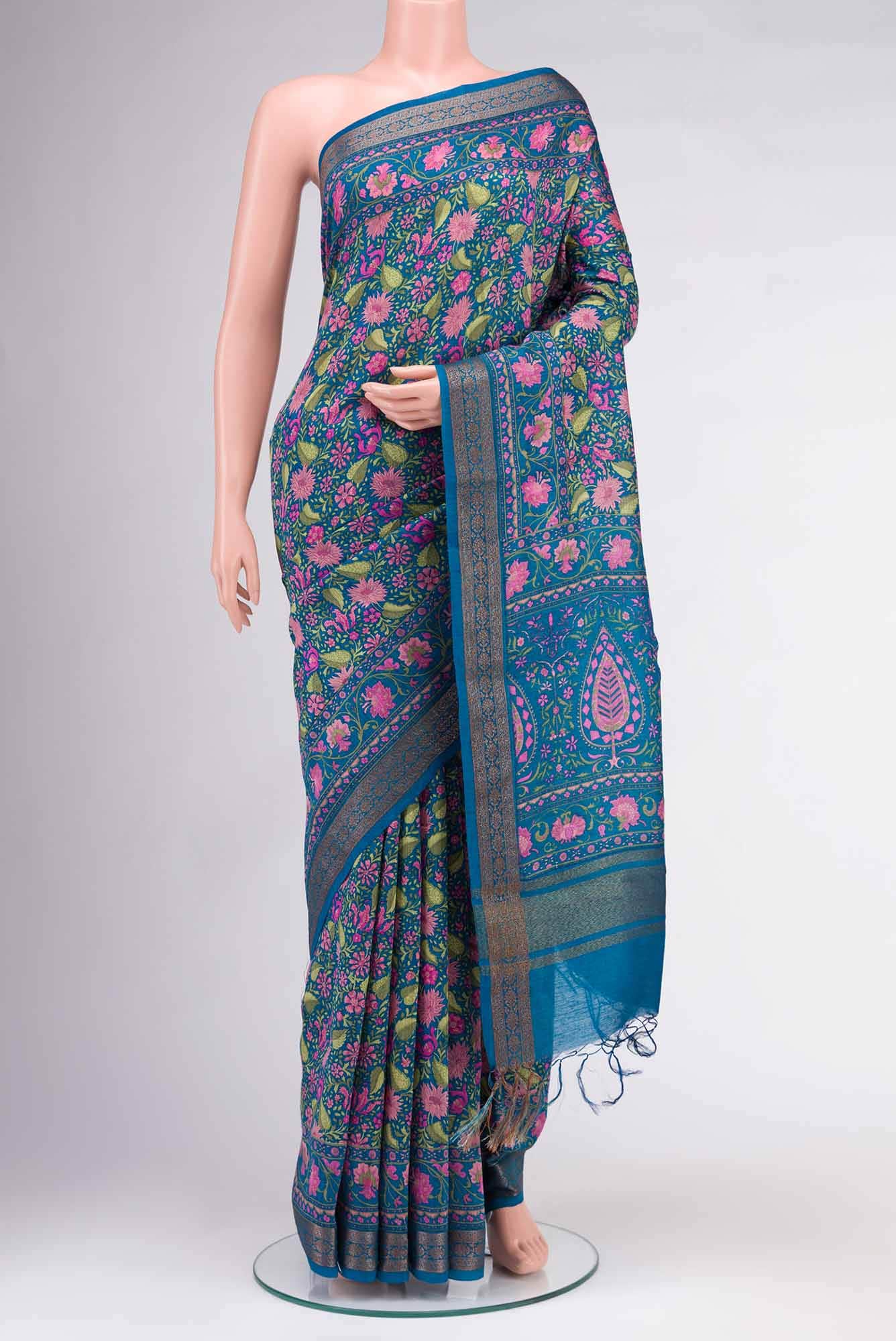 Blue Bhagalpuri Tussar Silk Saree
