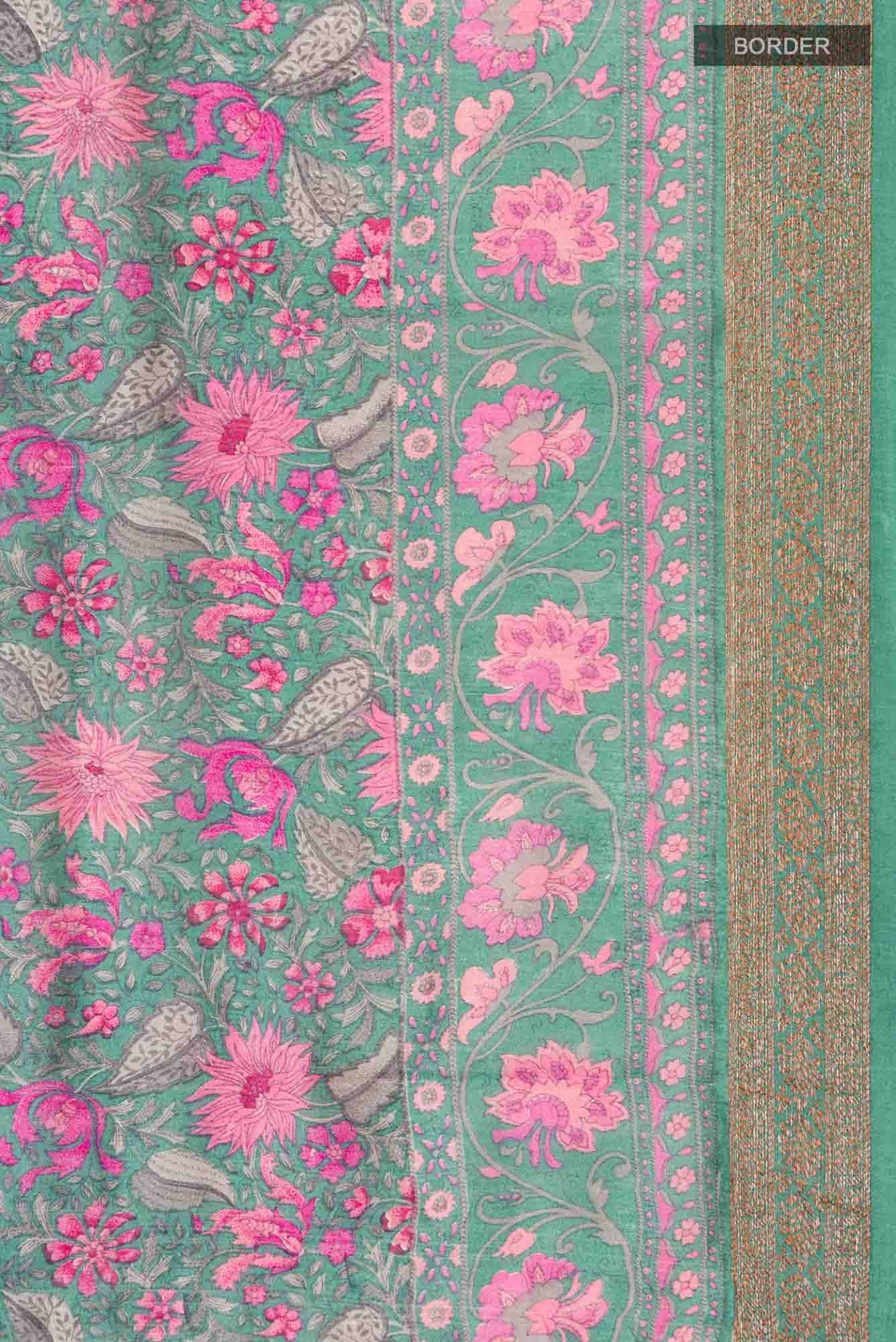 Green Bhagalpuri Tussar Silk Saree