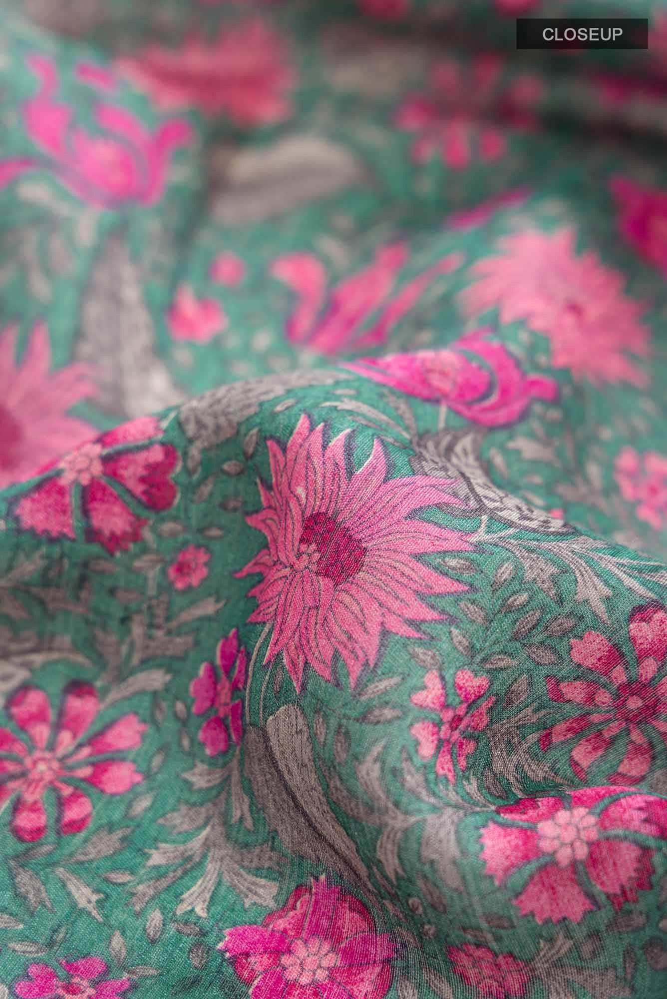 Green Bhagalpuri Tussar Silk Saree
