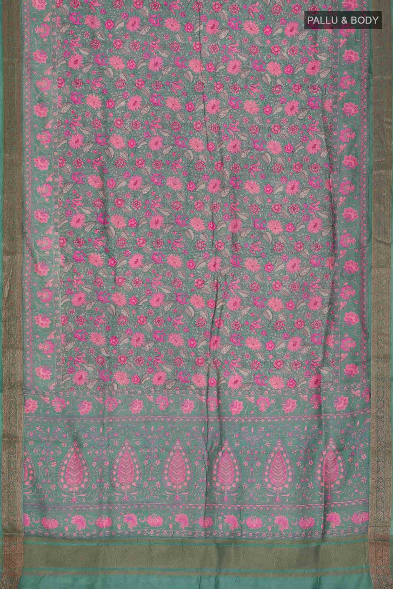 Green Bhagalpuri Tussar Silk Saree