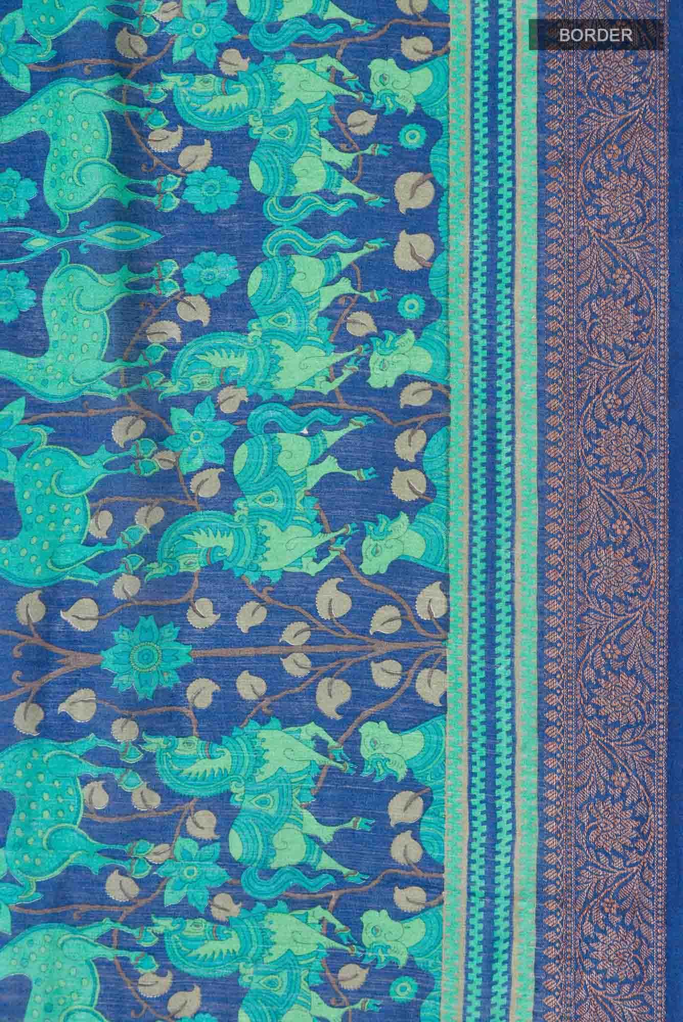 Blue Bhagalpuri Tussar Silk Saree