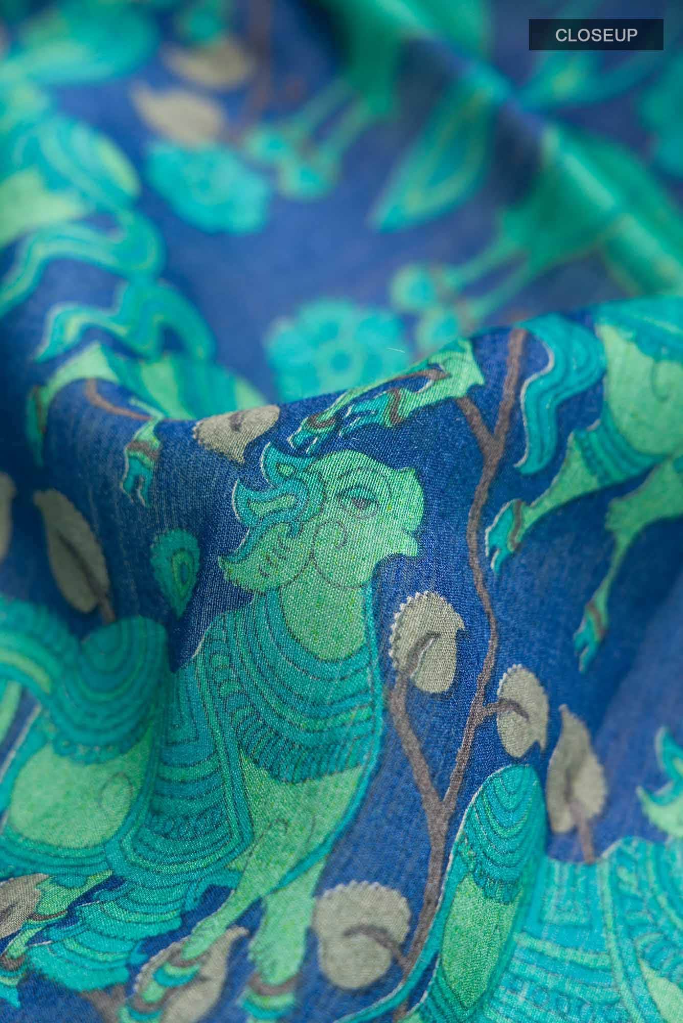 Blue Bhagalpuri Tussar Silk Saree