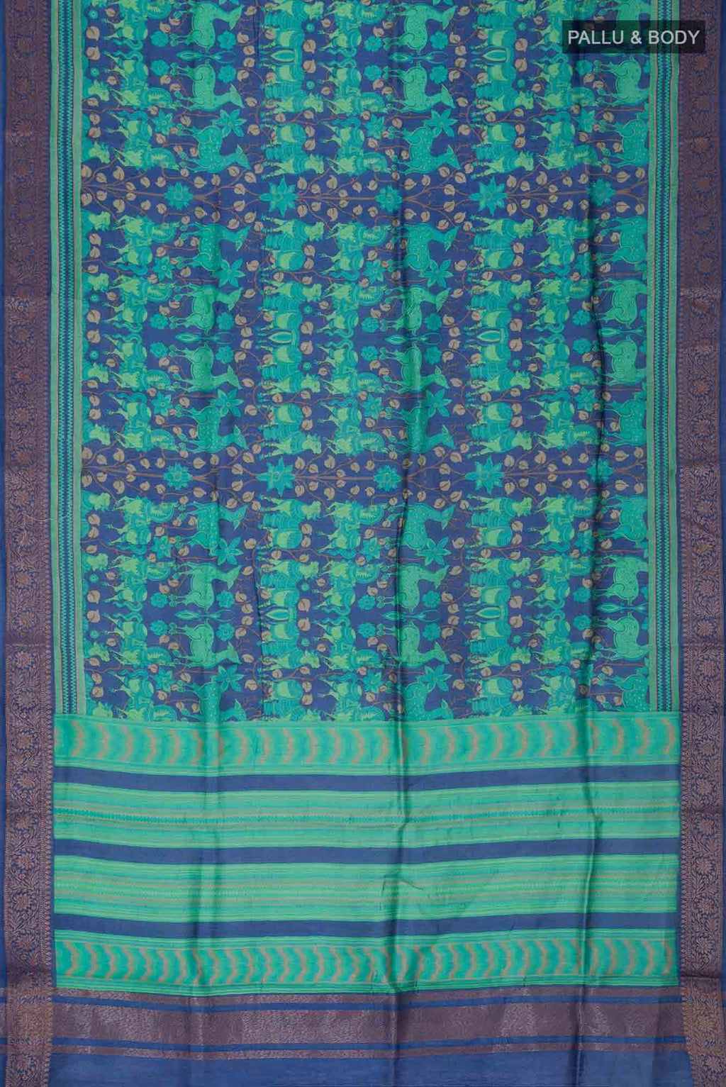 Blue Bhagalpuri Tussar Silk Saree