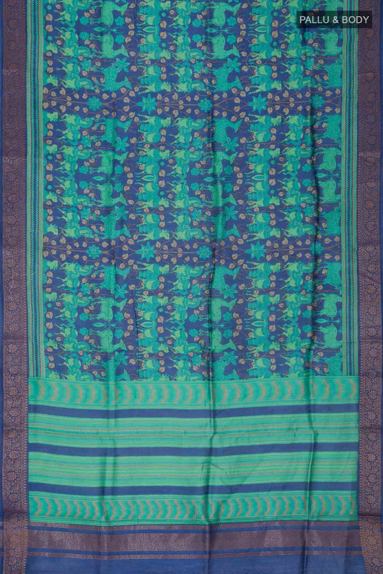 Blue Bhagalpuri Tussar Silk Saree