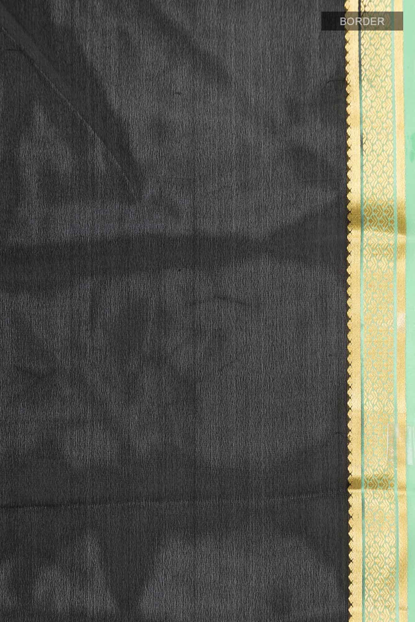 Black Mysore Crepe Saree