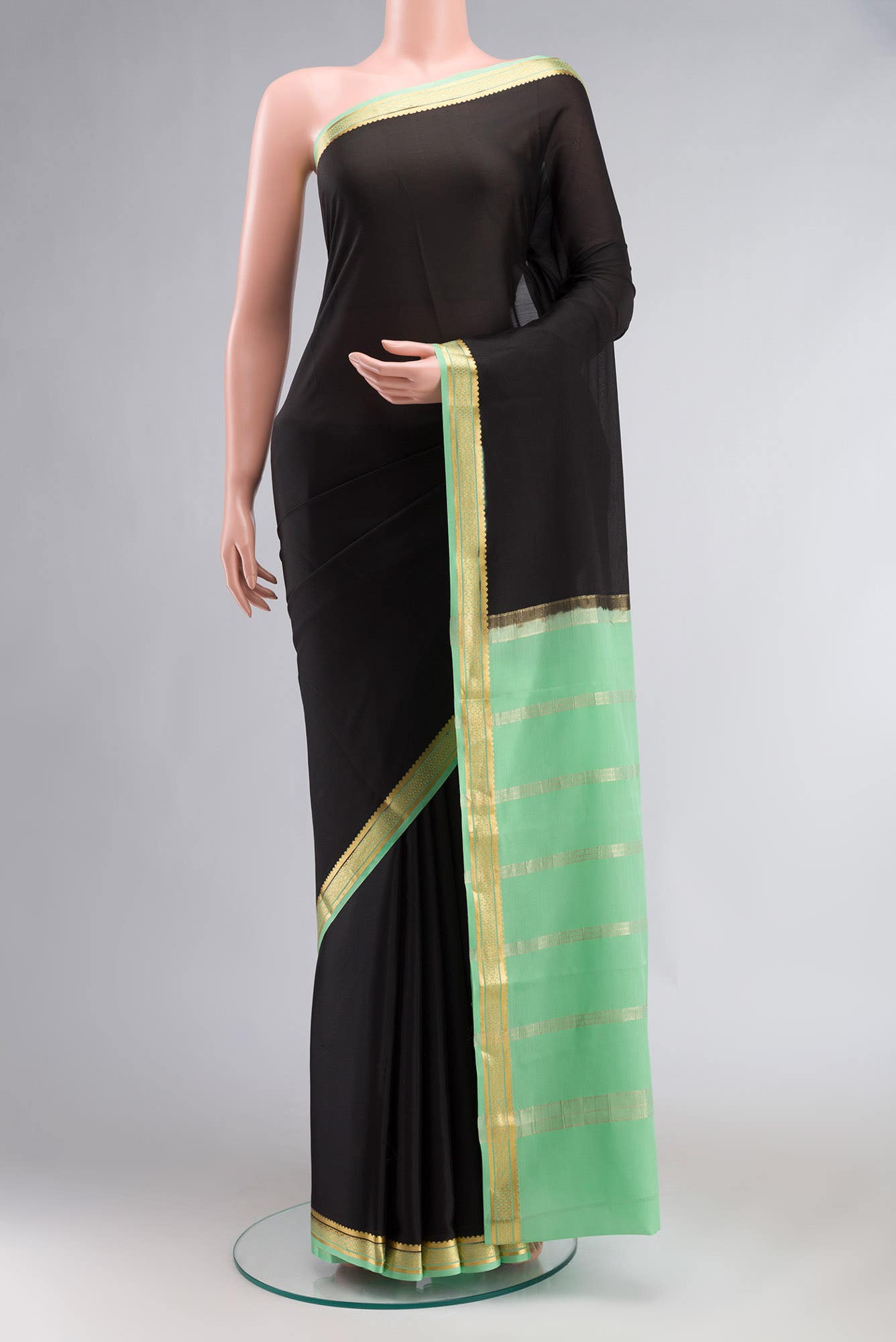 Black Mysore Crepe Saree