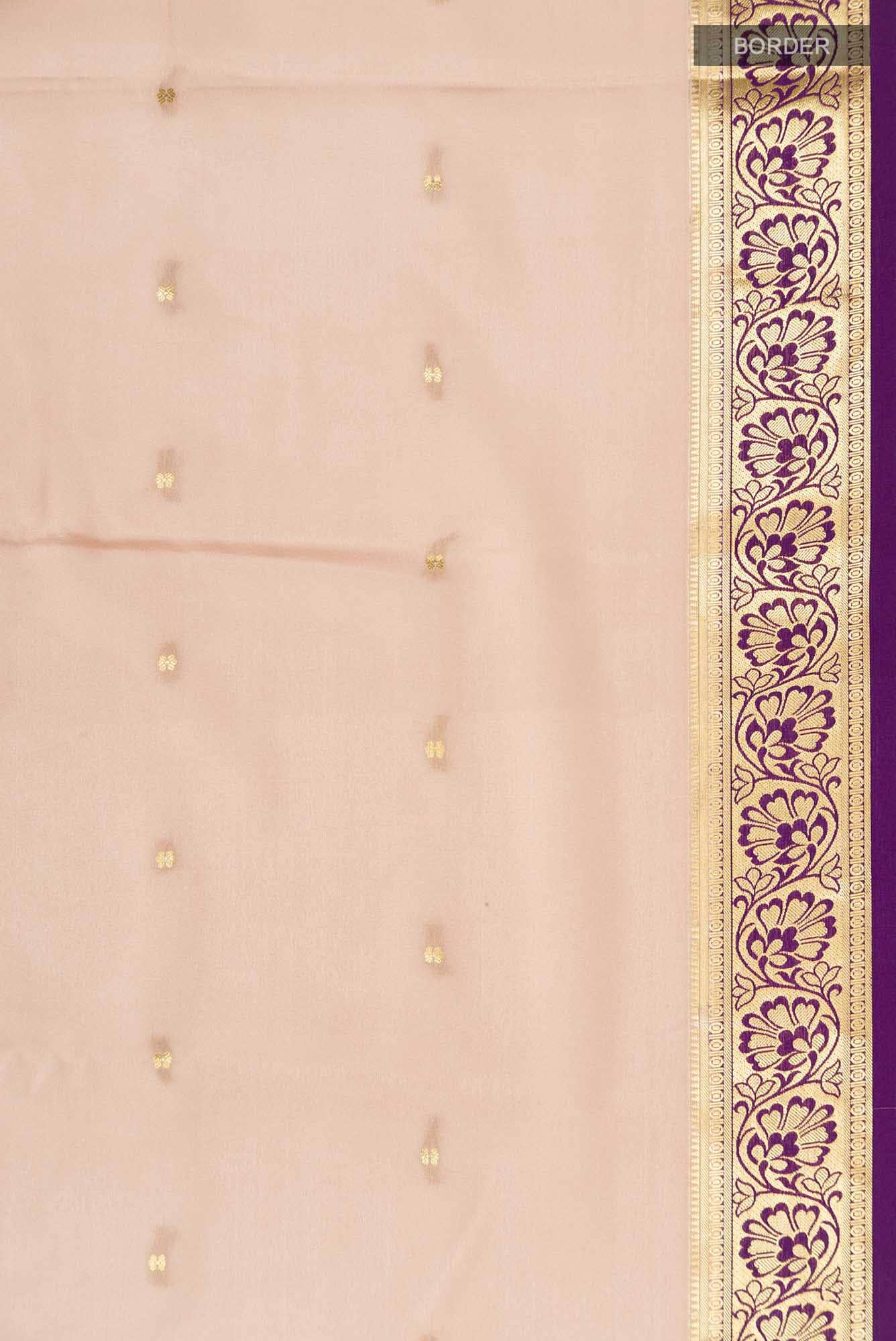 Beige Mysore Crepe Saree