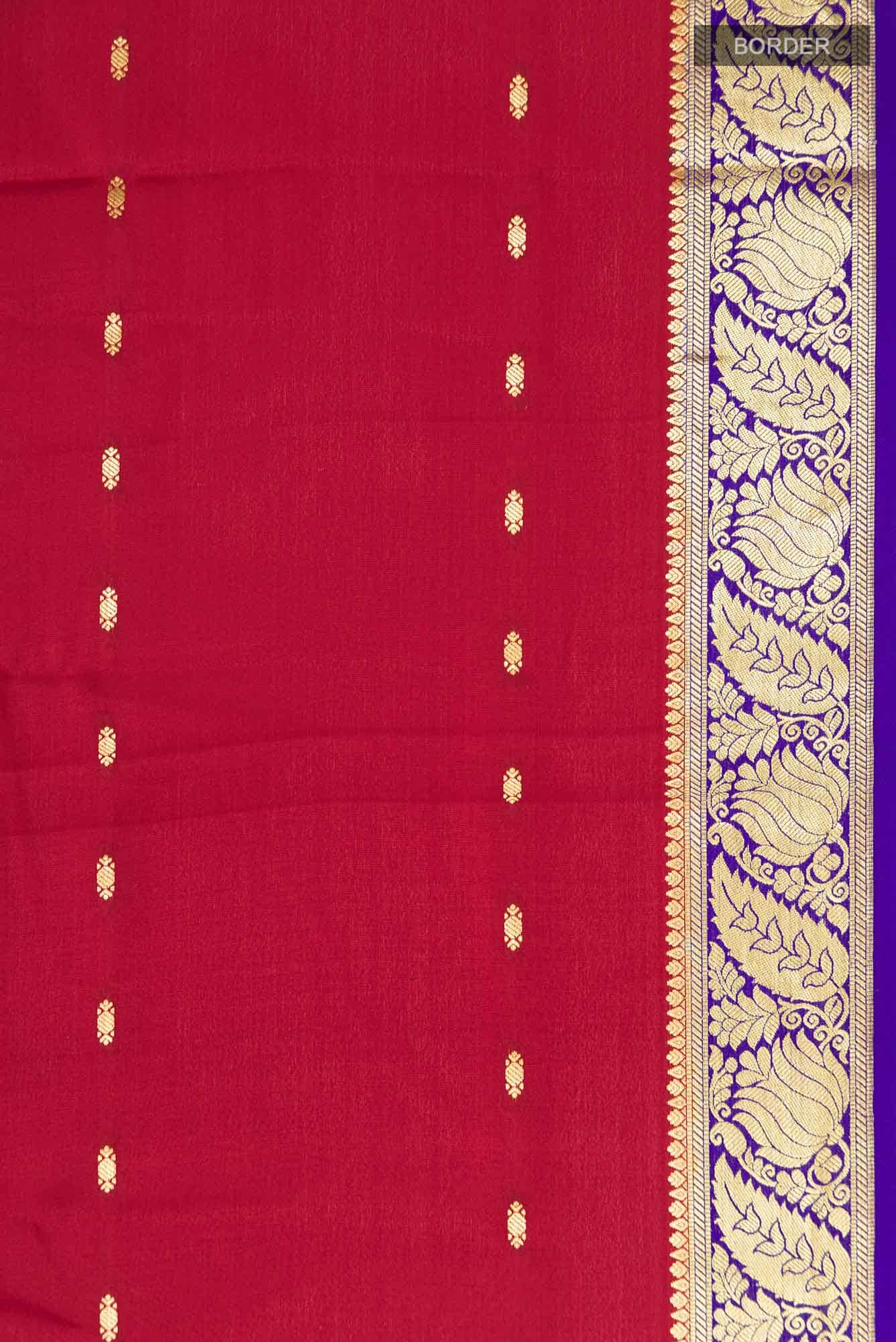 Red Mysore Crepe Saree