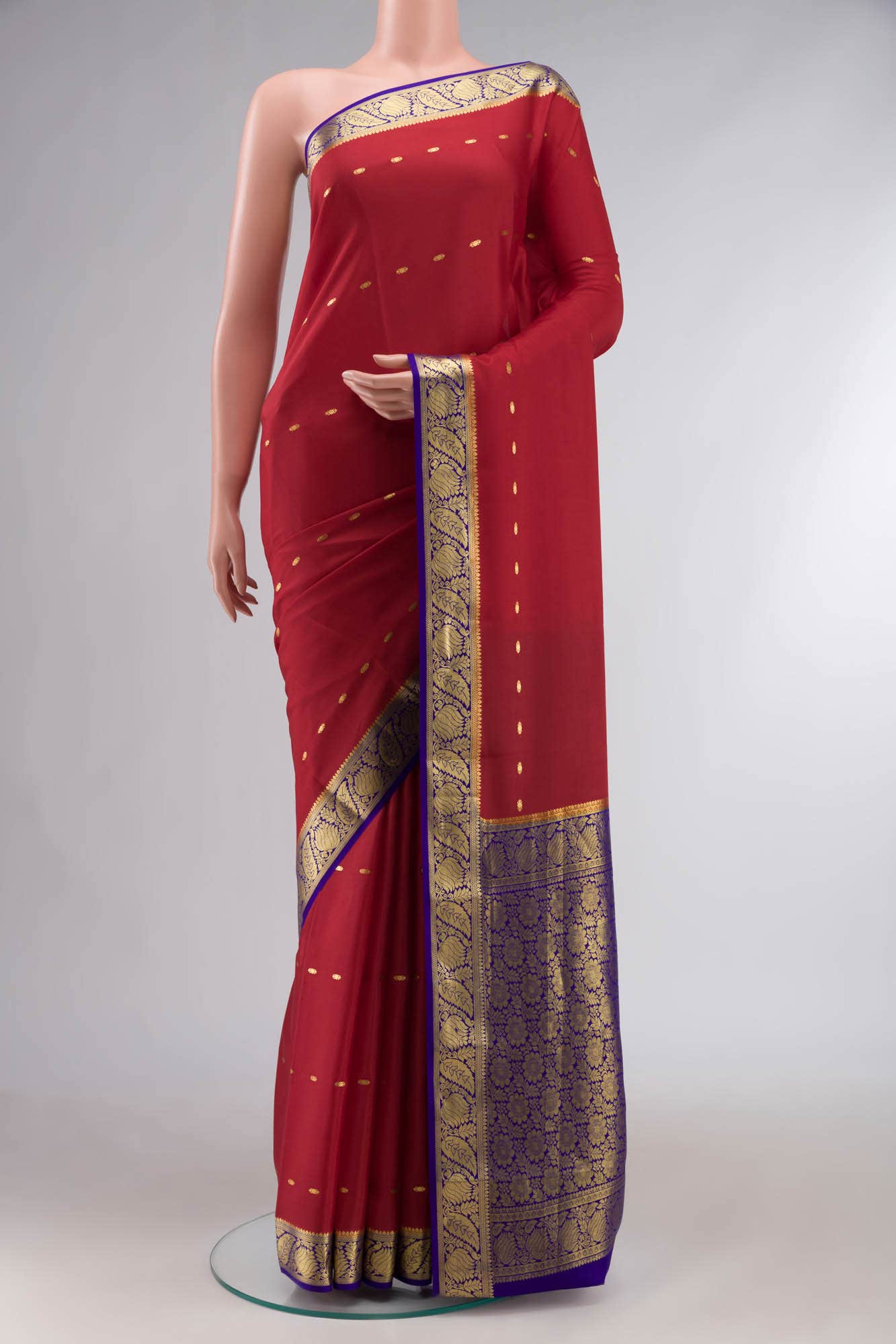 Red Mysore Crepe Saree