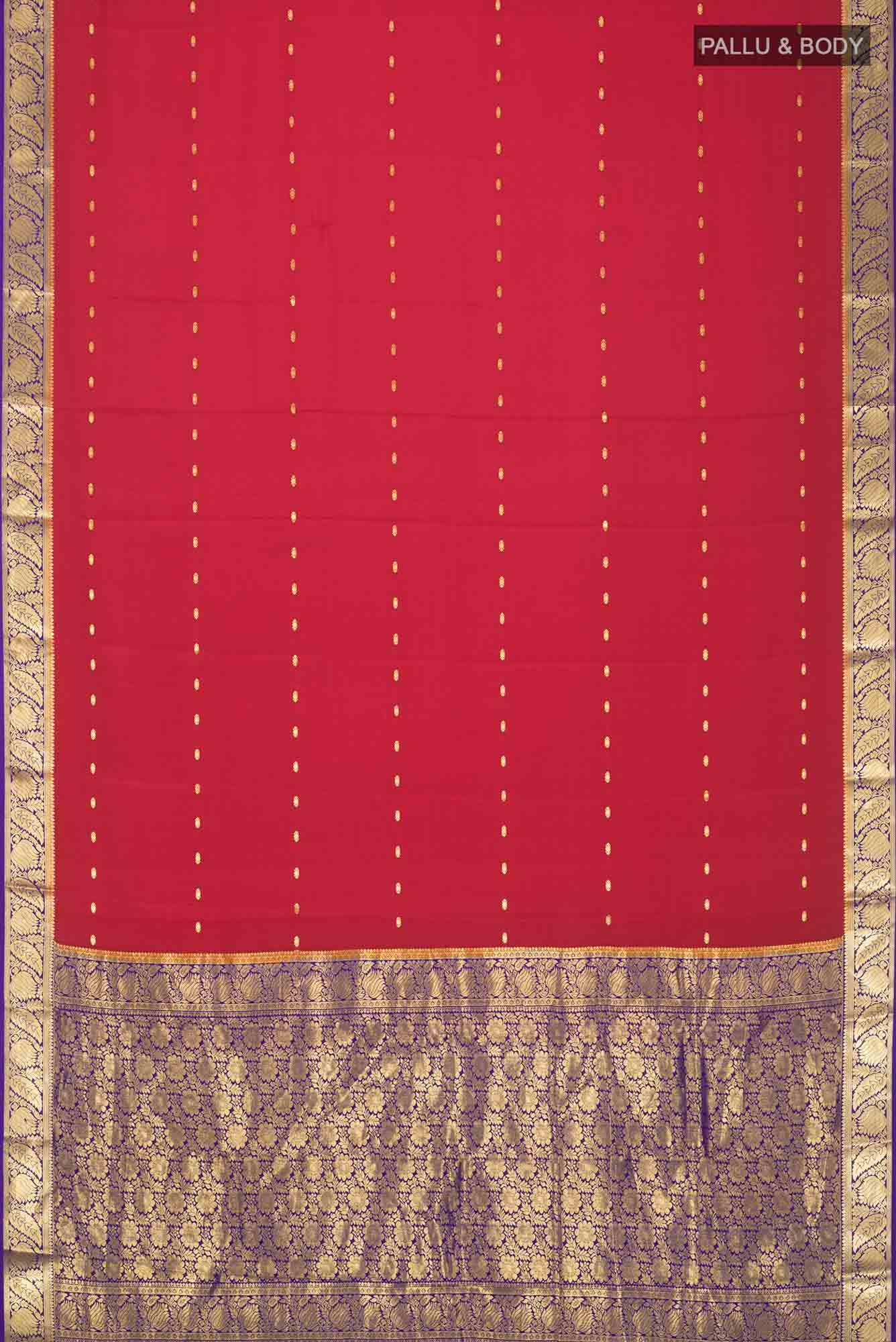 Red Mysore Crepe Saree