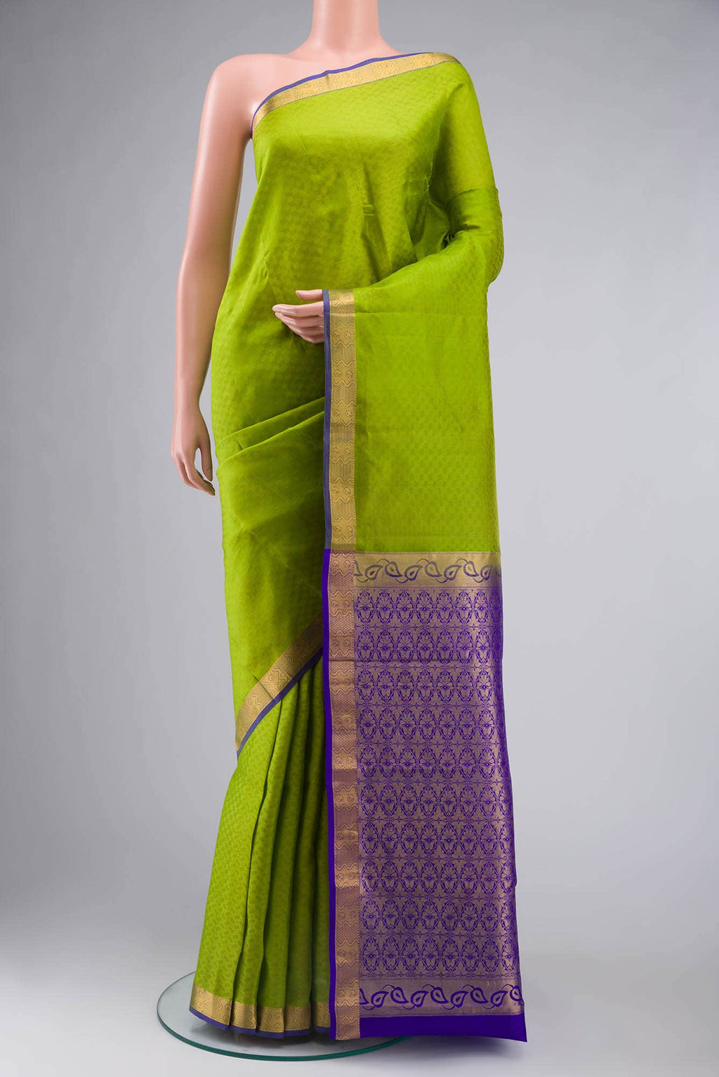 Parrot Green Kanchipuram Silk Saree