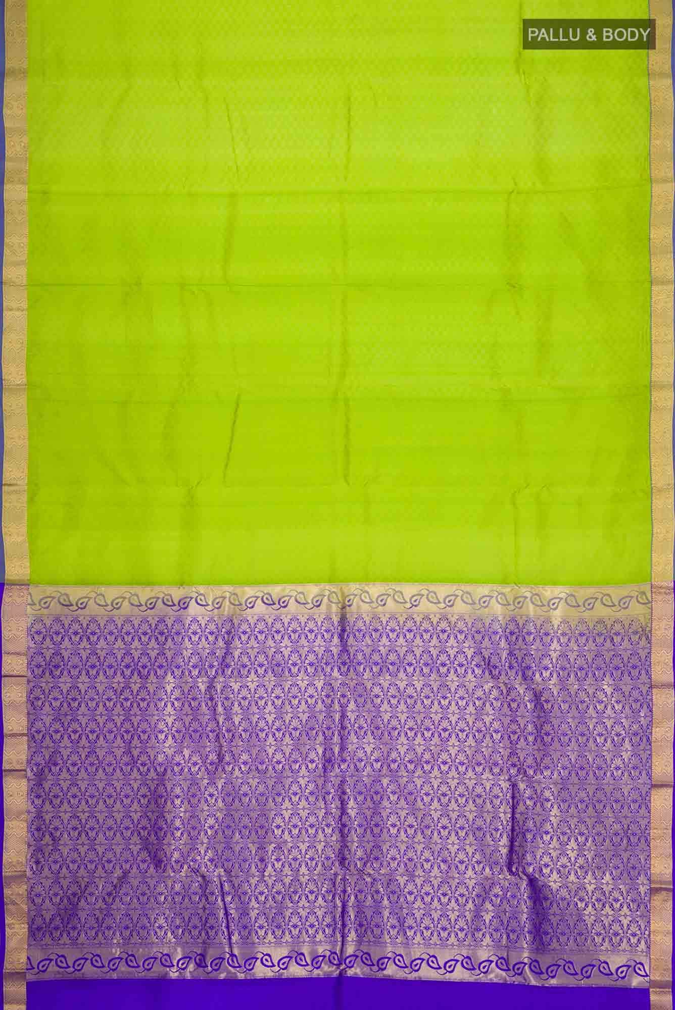 Parrot Green Kanchipuram Silk Saree