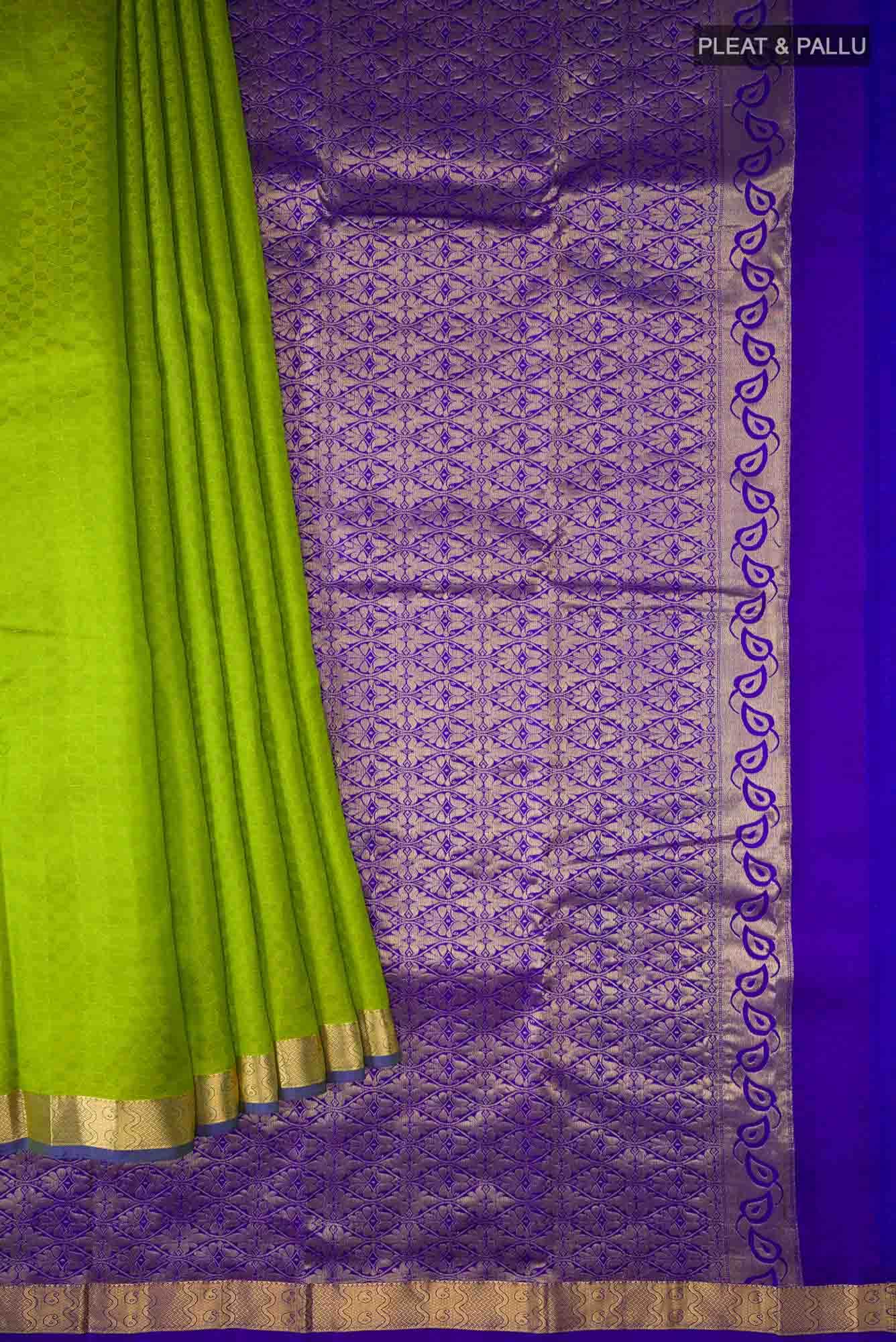 Parrot Green Kanchipuram Silk Saree