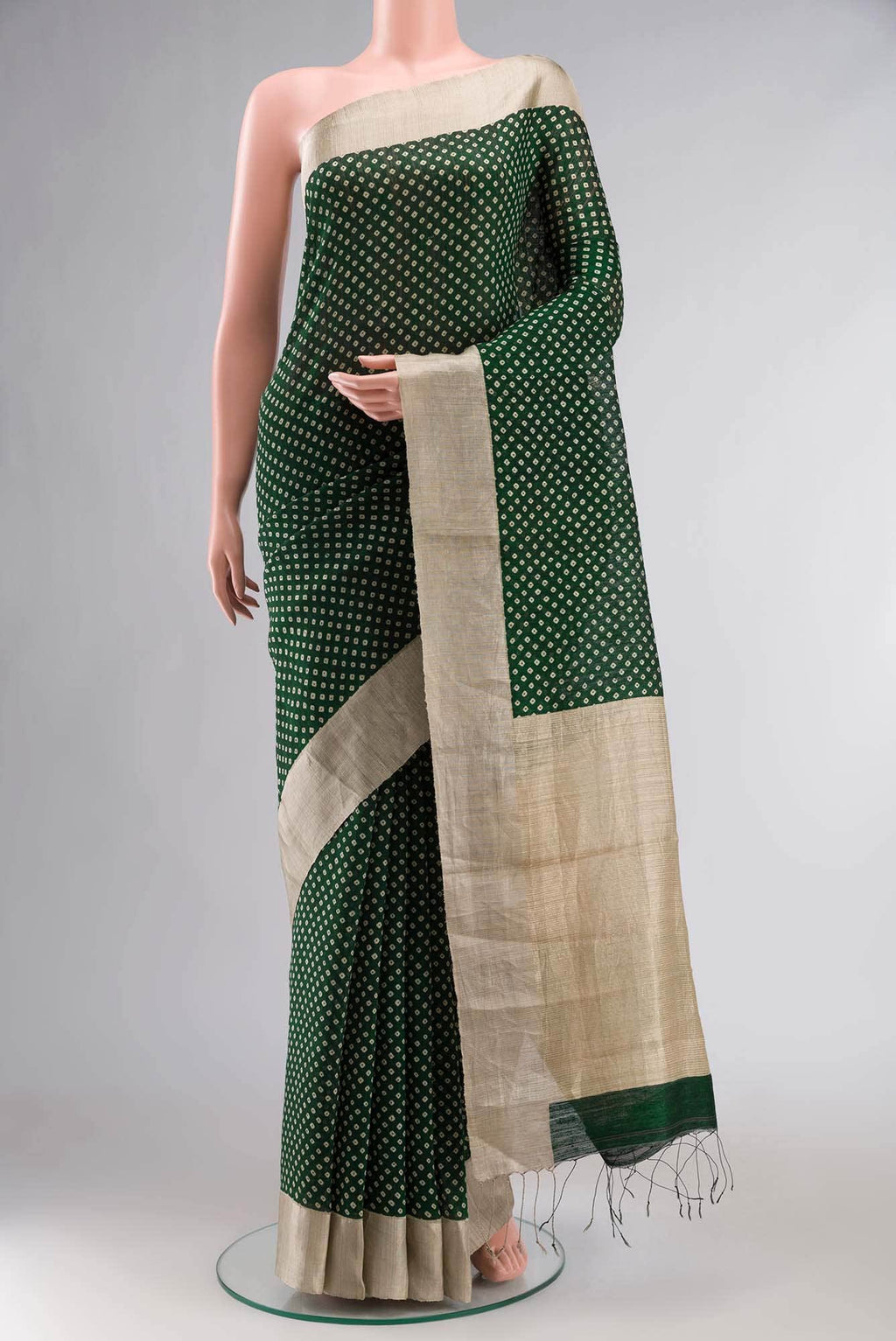 Green Bhagalpuri Tussar Silk Saree