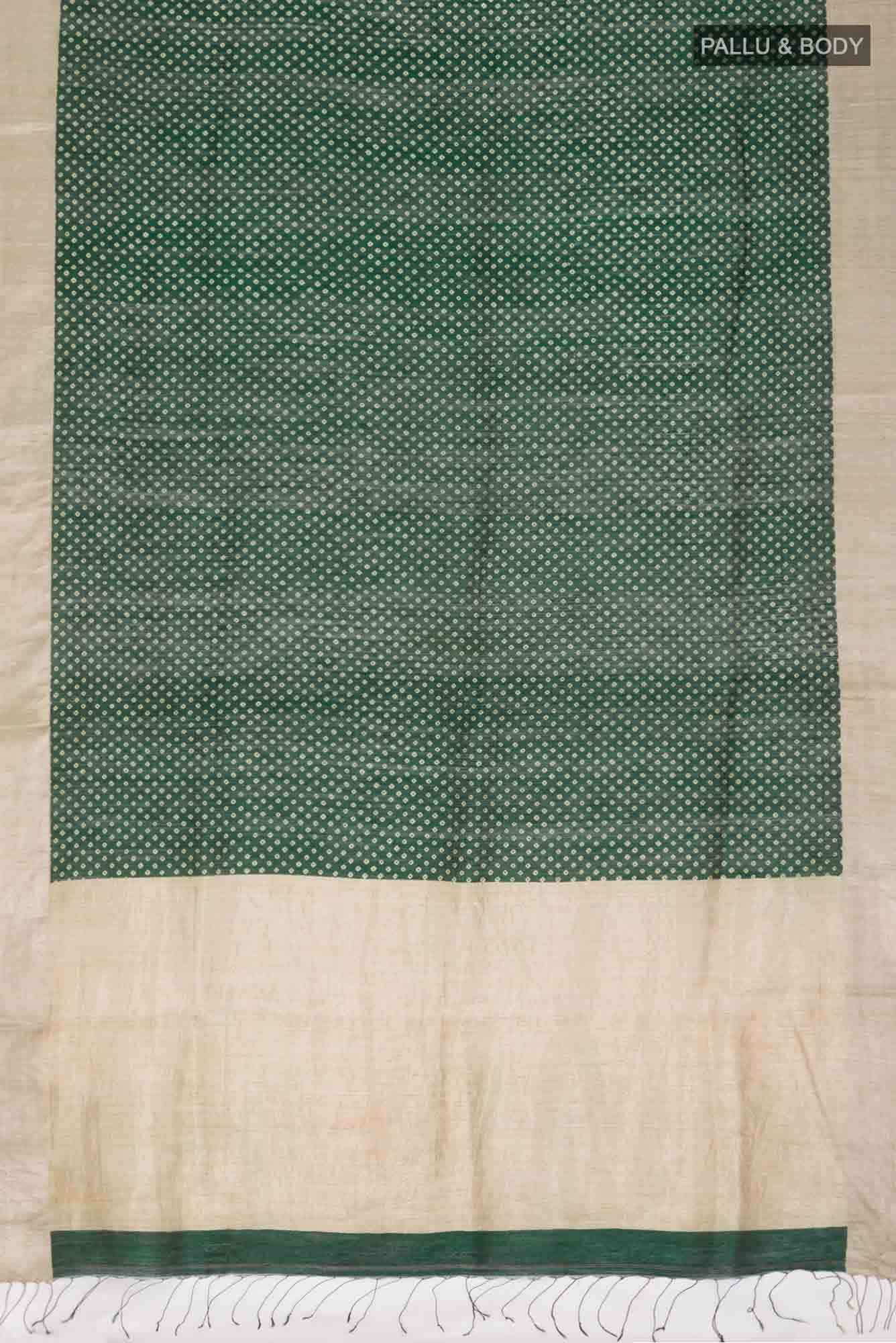 Green Bhagalpuri Tussar Silk Saree