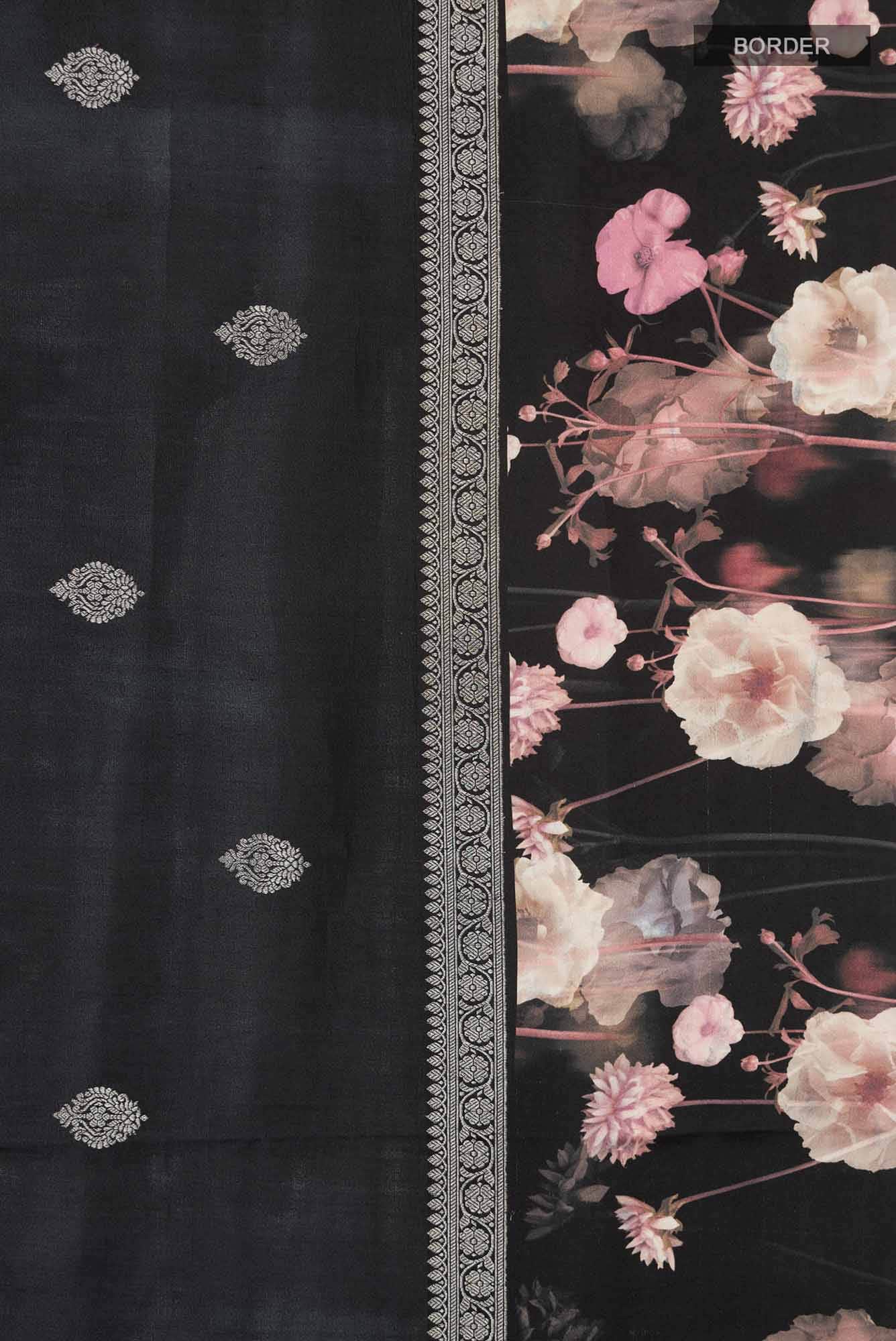 Black Tussar Silk Saree