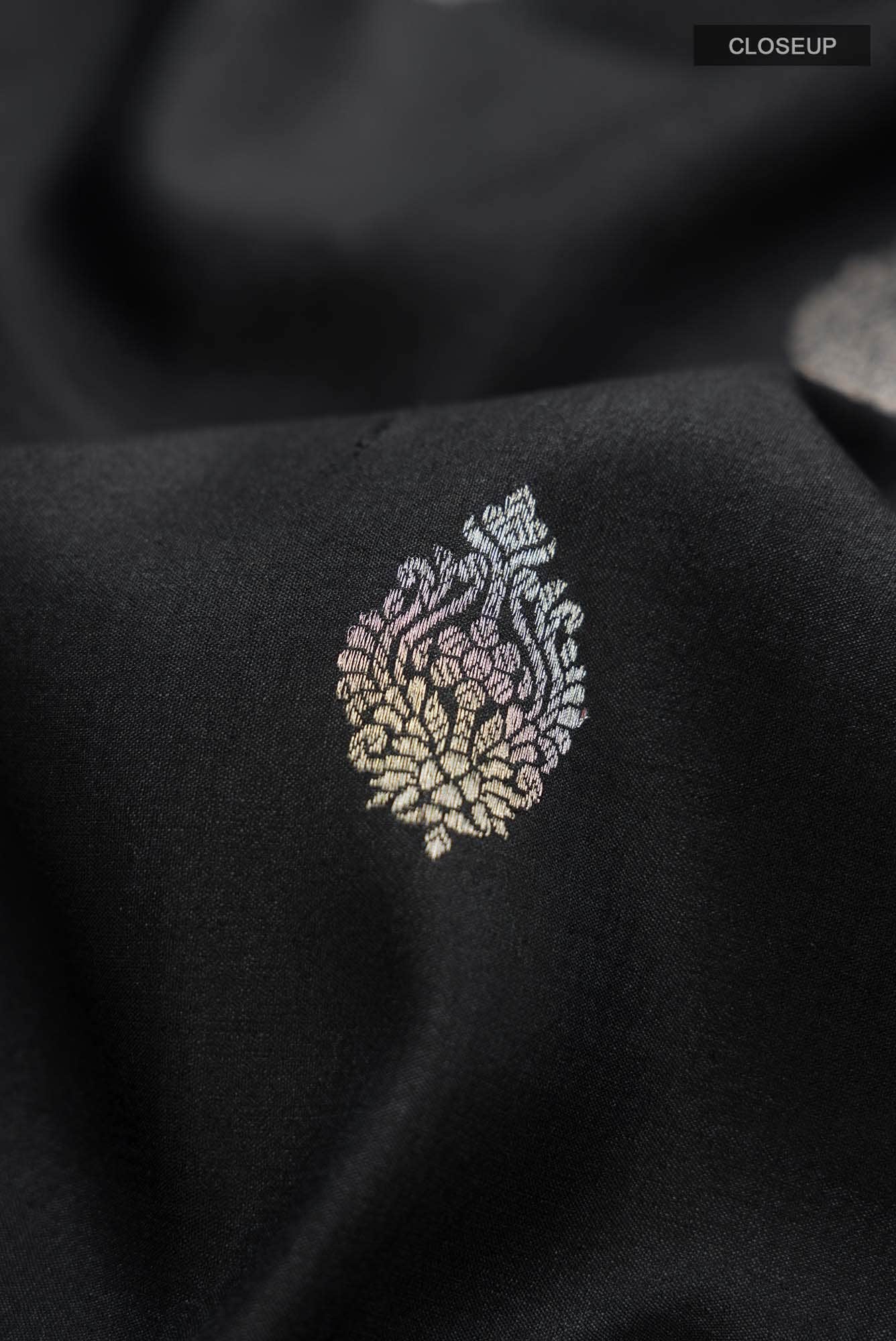 Black Tussar Silk Saree