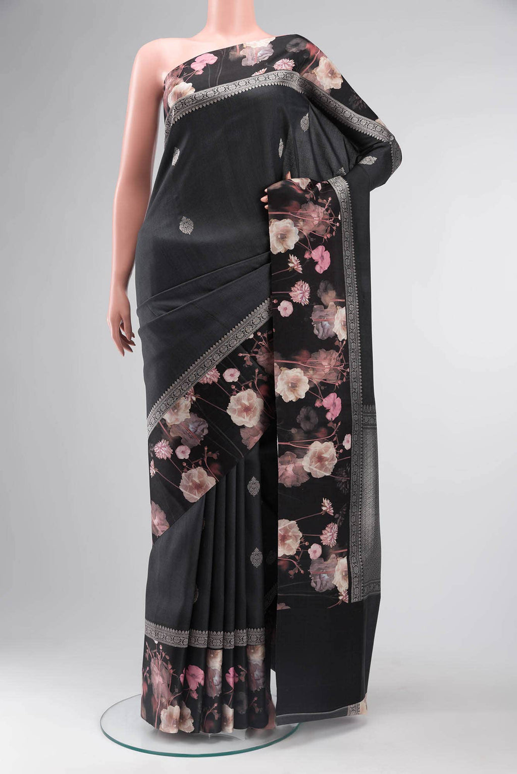 Black Tussar Silk Saree