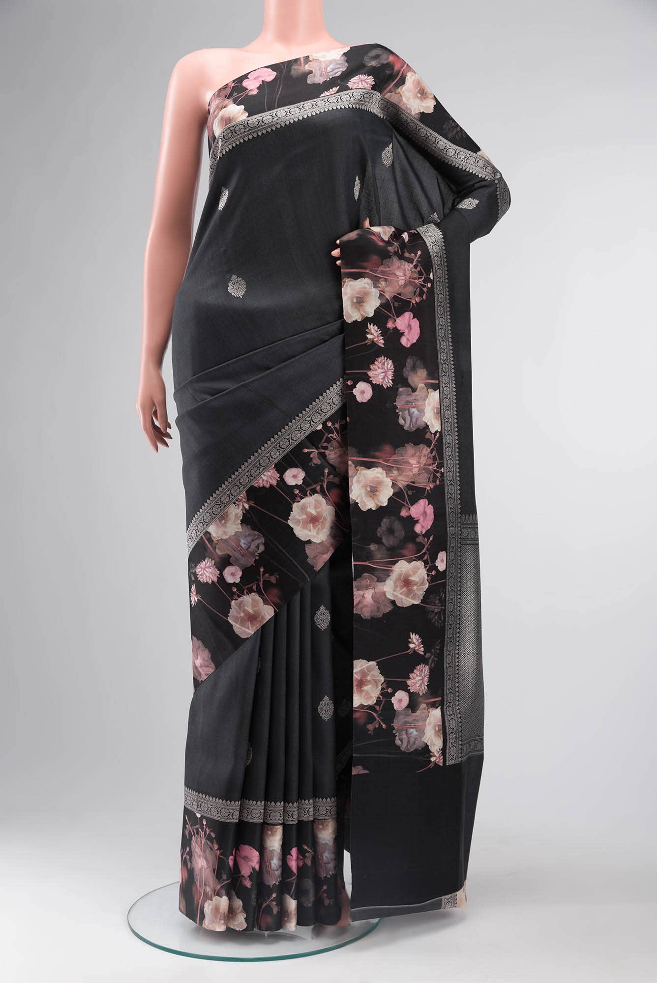 Black Tussar Silk Saree