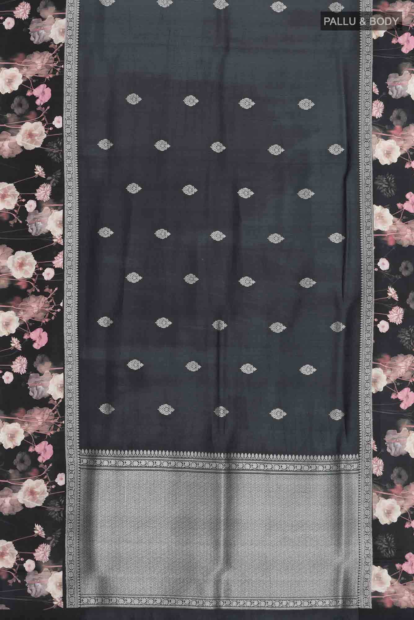 Black Tussar Silk Saree