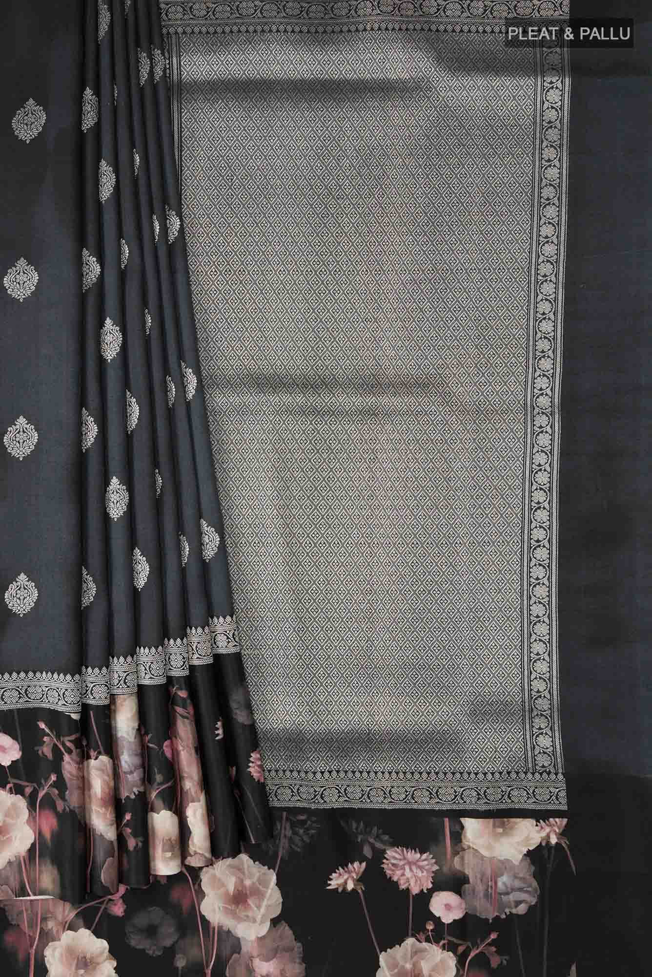 Black Tussar Silk Saree