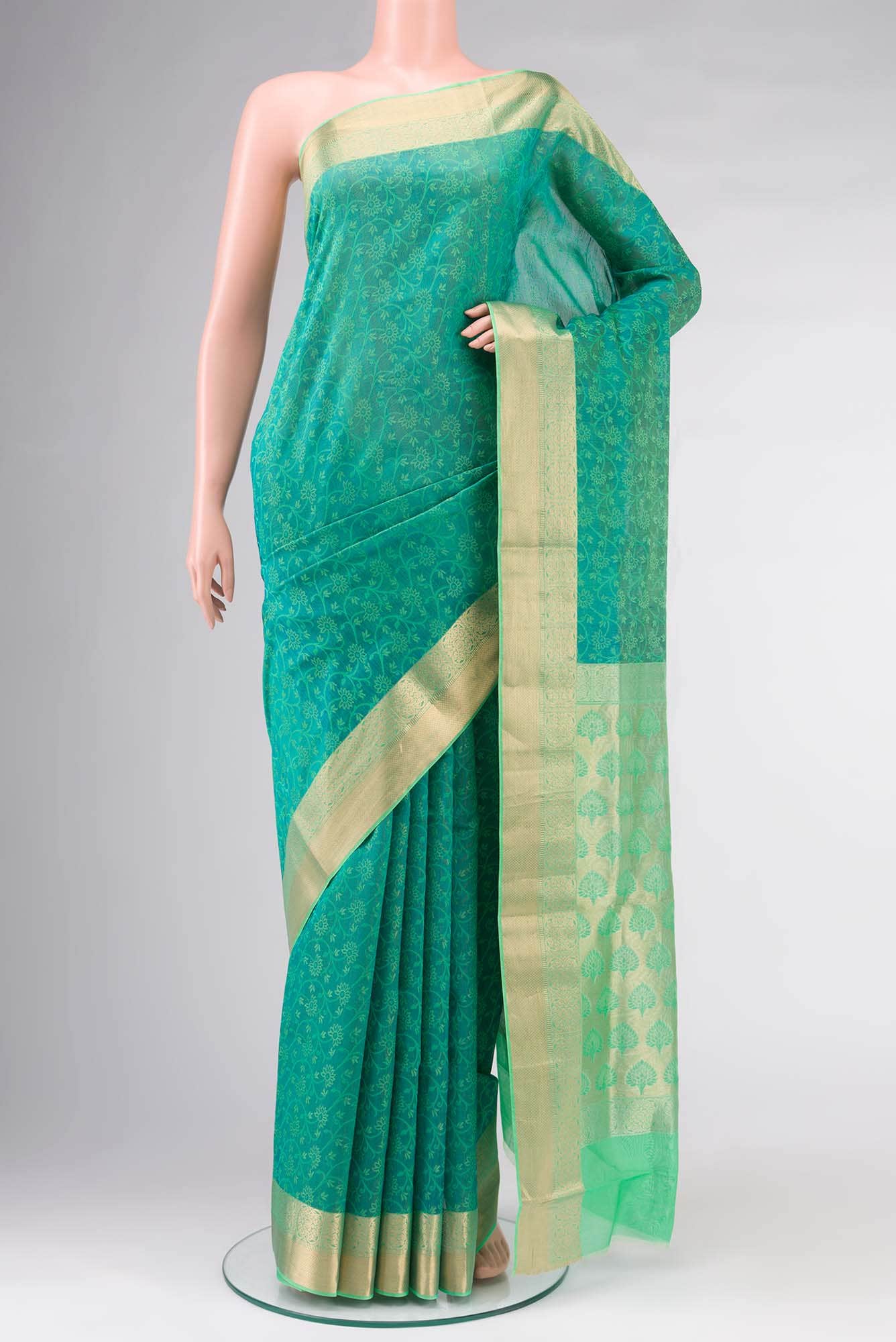 Sea Green Silk Cotton Saree